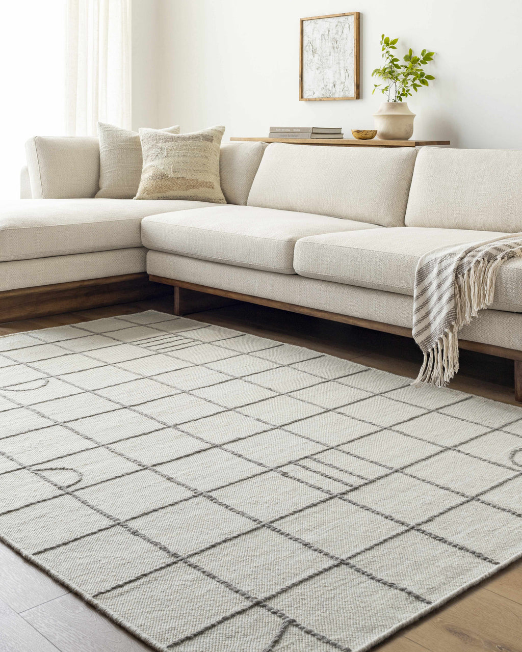 Tieve Black & White Grid Wool Rug - Clearance