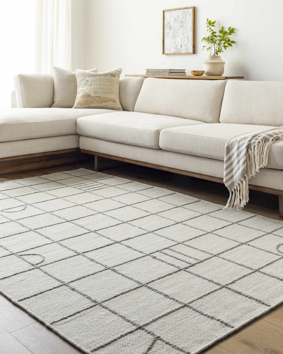 Tieve Black & White Grid Wool Rug - Clearance