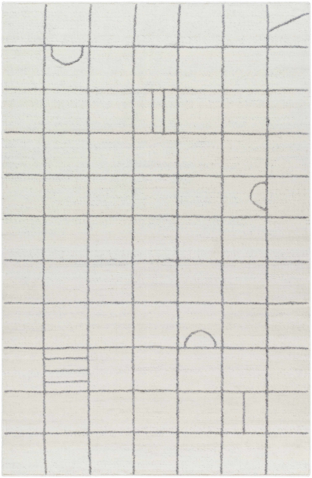 Tieve Black & White Grid Wool Rug - Clearance