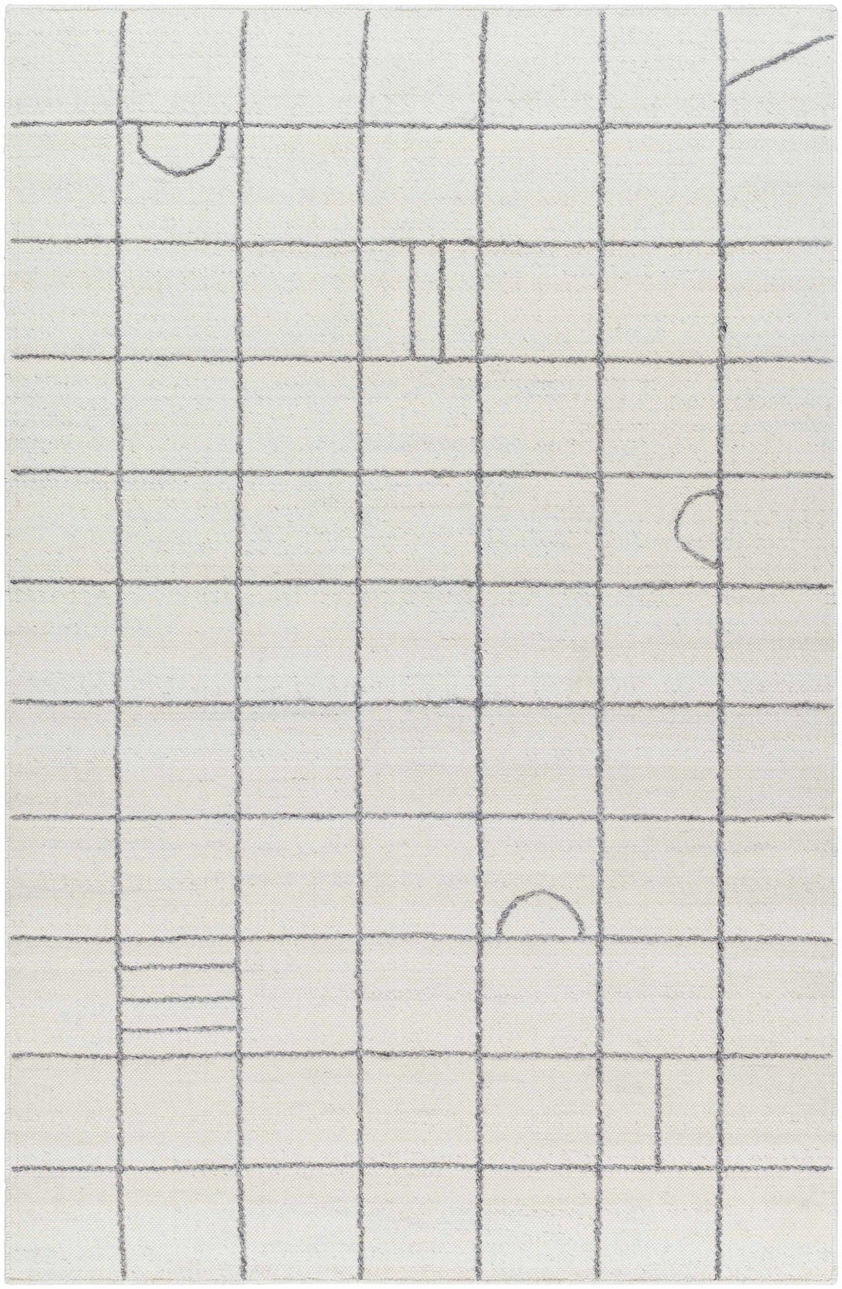 Tieve Black & White Grid Wool Rug - Clearance