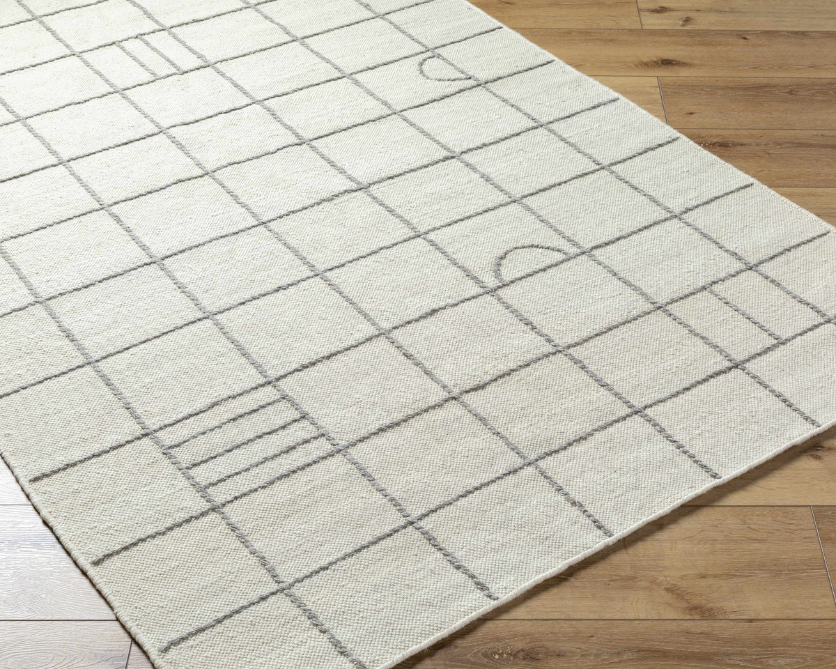 Tieve Black & White Grid Wool Rug - Clearance