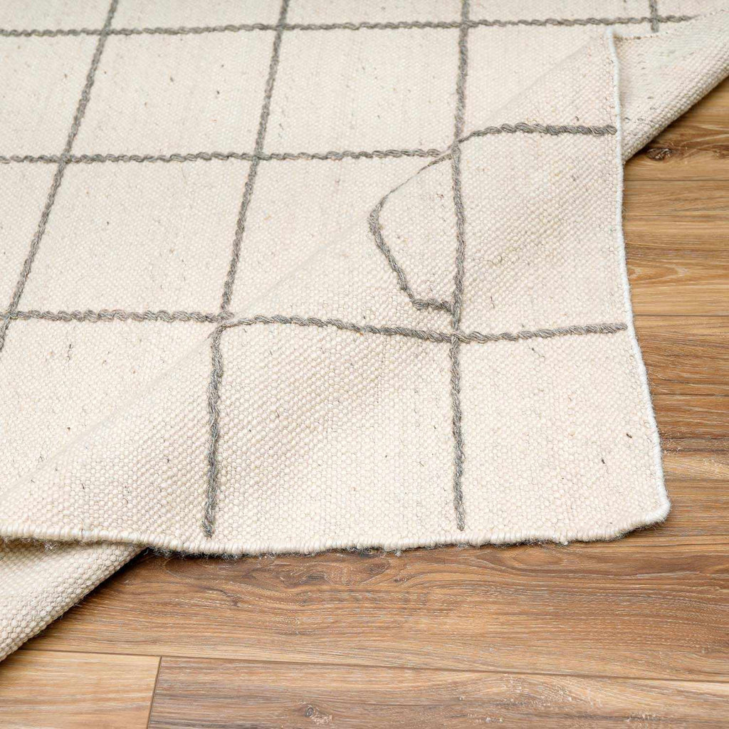 Tieve Black & White Grid Wool Rug - Clearance