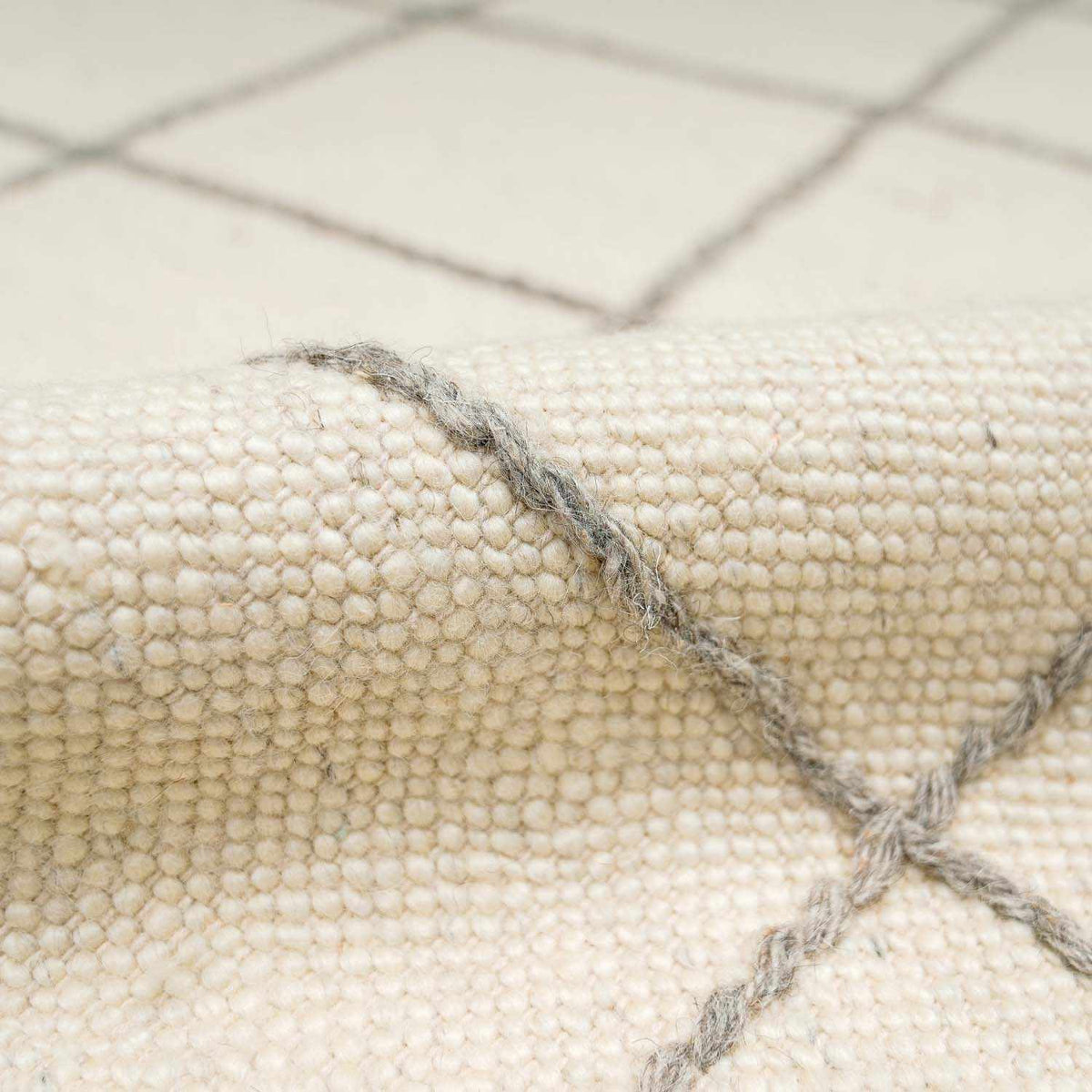 Tieve Black & White Grid Wool Rug - Clearance