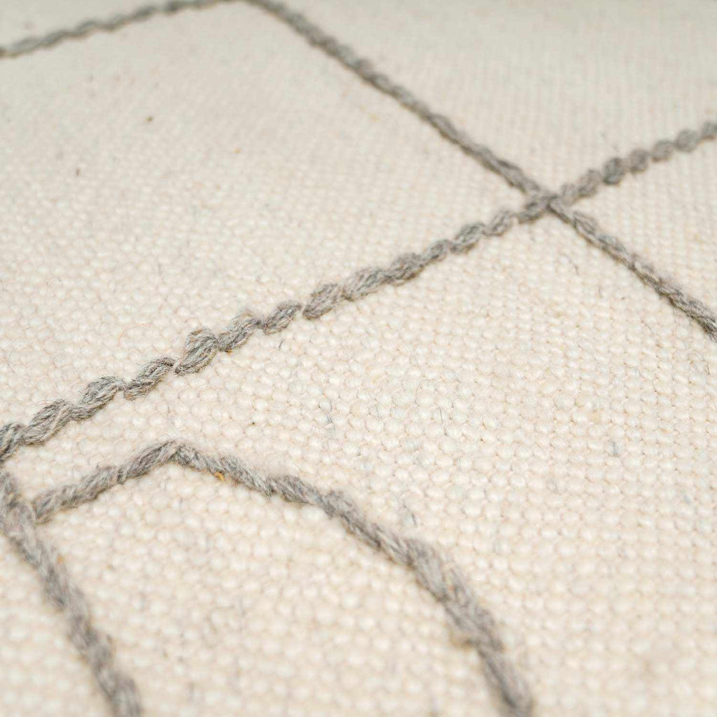 Tieve Black & White Grid Wool Rug - Clearance