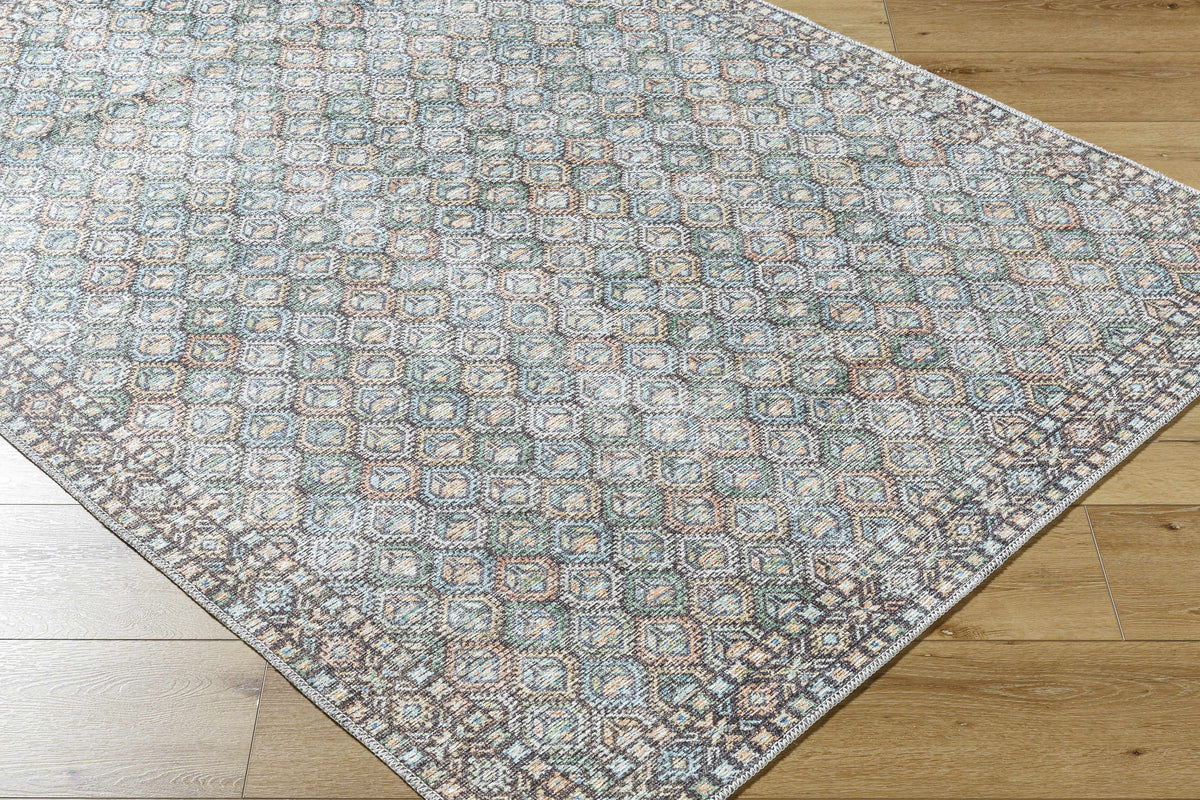 Telma Medium Green Washable Area Rug