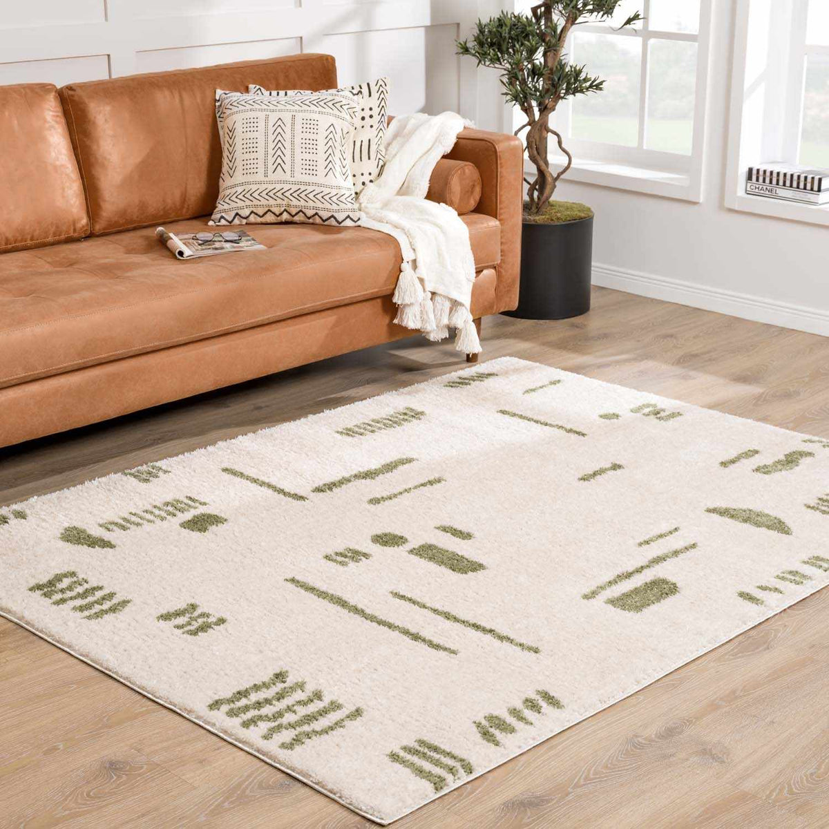 Azriel Green Washable Area Rug