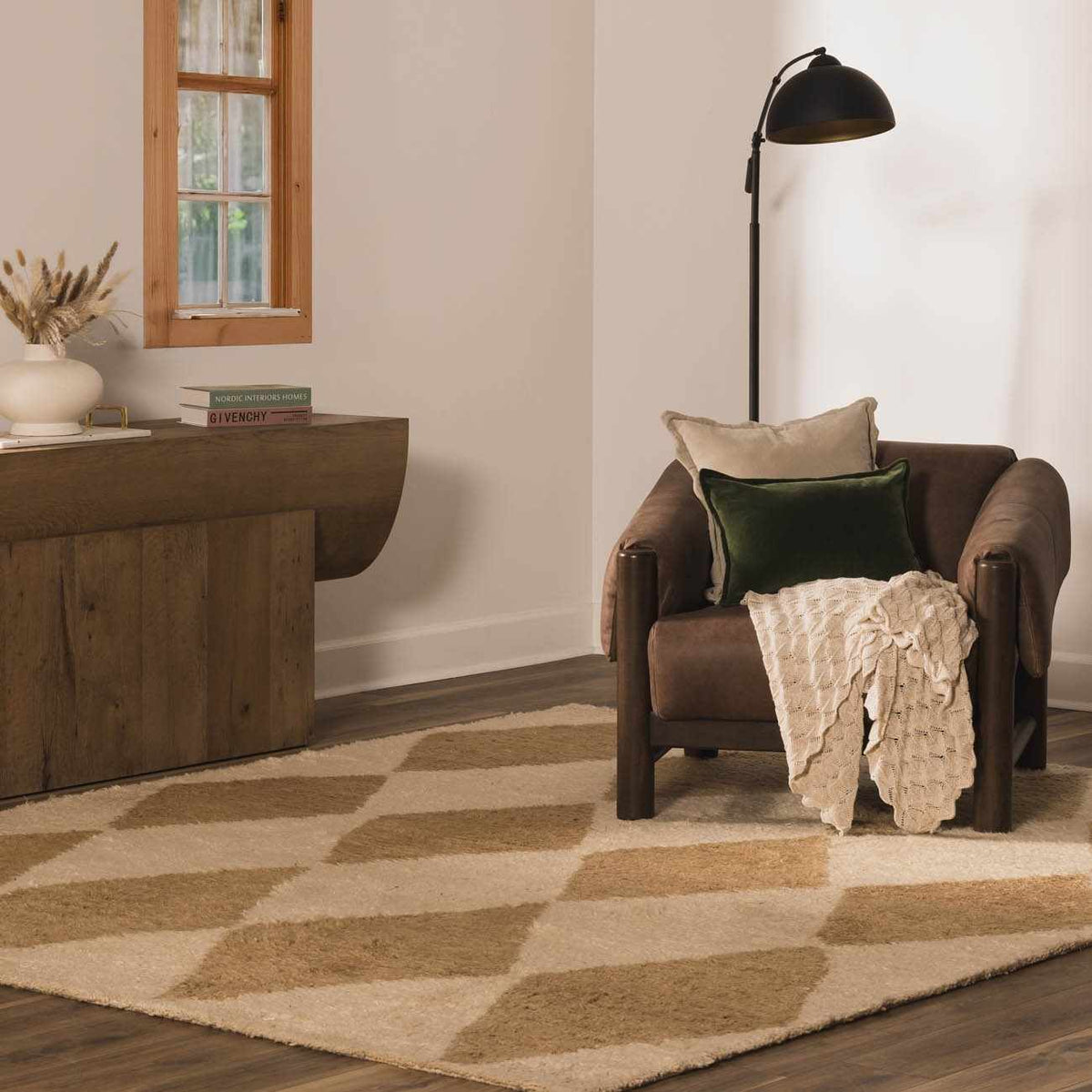 Tivka Diamond Checkered Wool Rug