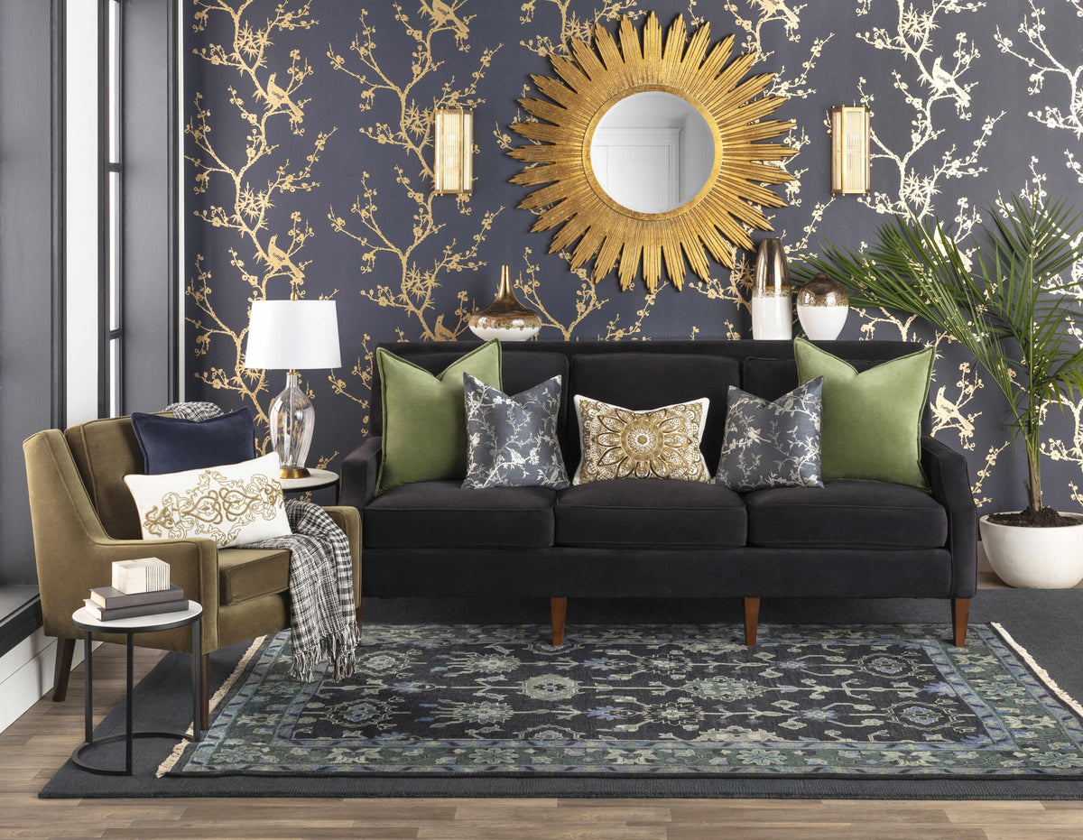 Brockton Solid Dark Blue Wool Rug