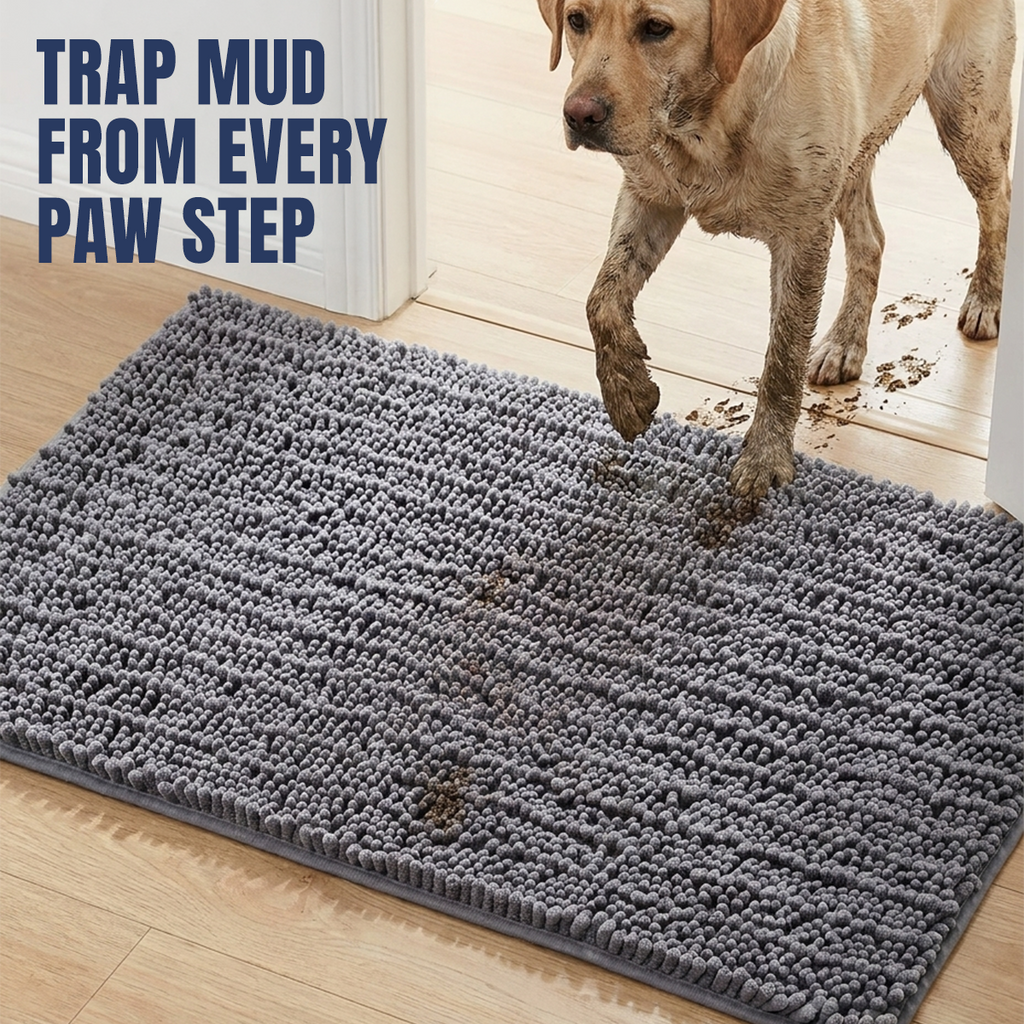 Muddy Mat® MudMax Dog Door Mat for Muddy Paws – Ultra Water Absorbing Mat Chenille Muddy Carpet® Soaks 5X Water, Microfiber Quick Dry, Slip Resistant Machine Washable Indoor Mat