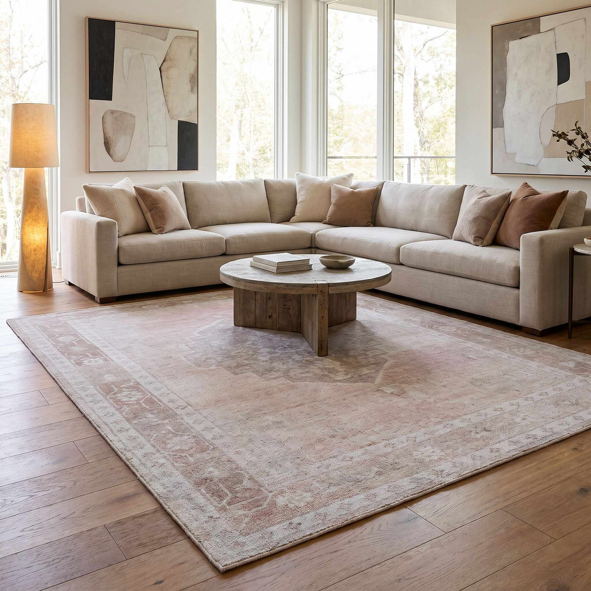 Khalon Pink Traditional Area Rug