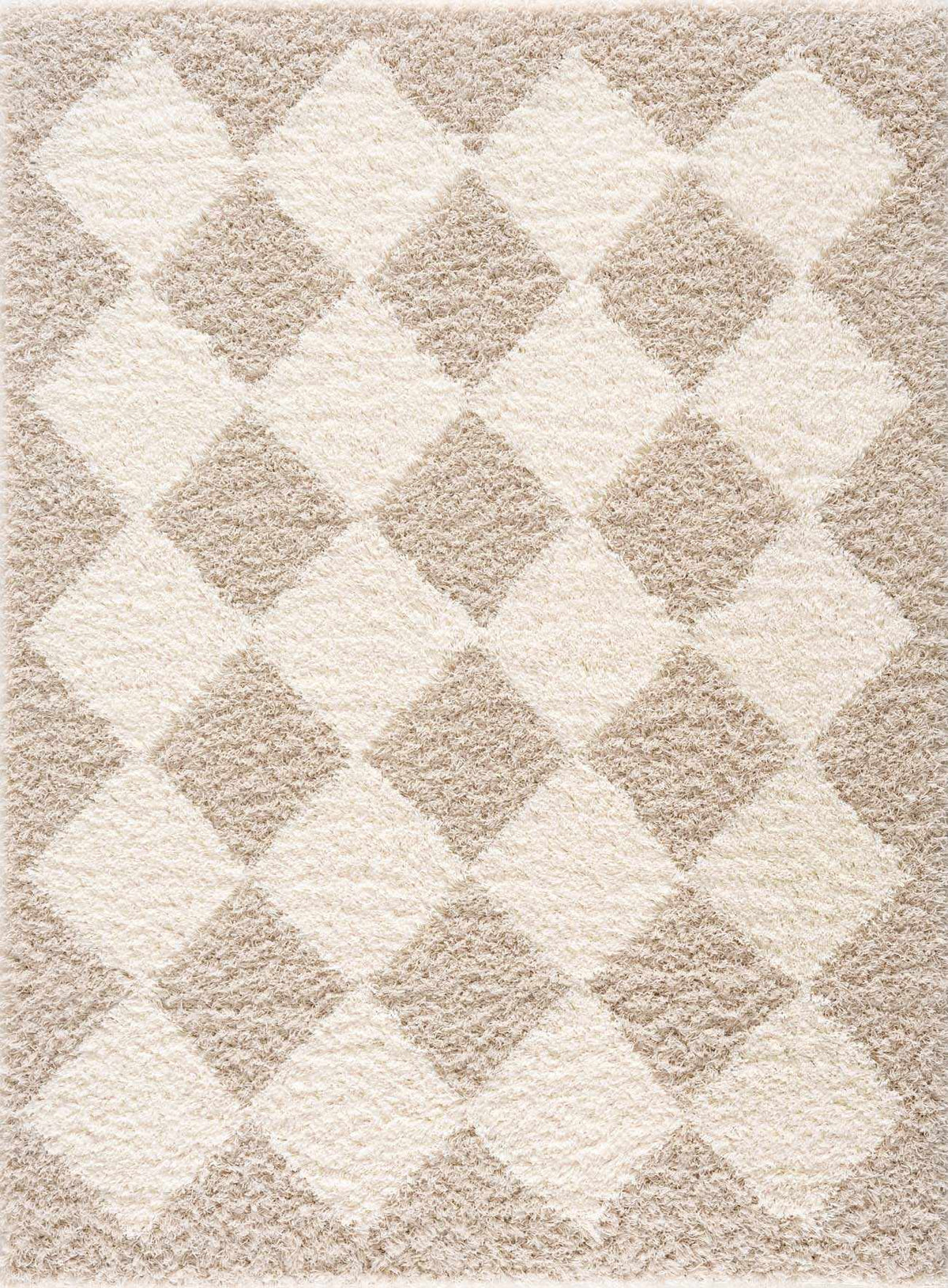 Zahur Cream & Beige Diamond Area Rug - Clearance