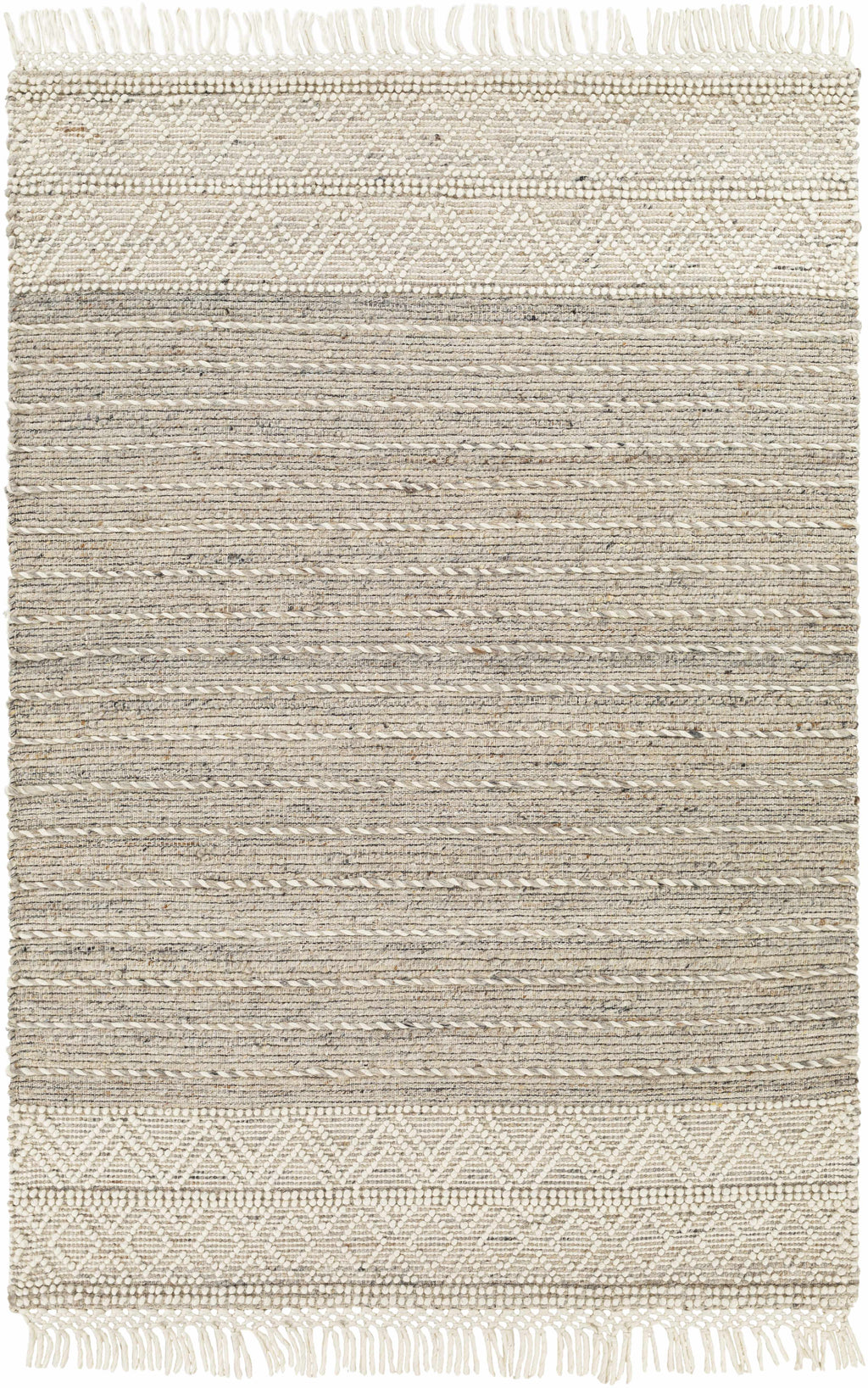 Cream Veruela Wool Blend Braided Tassel Area Rug