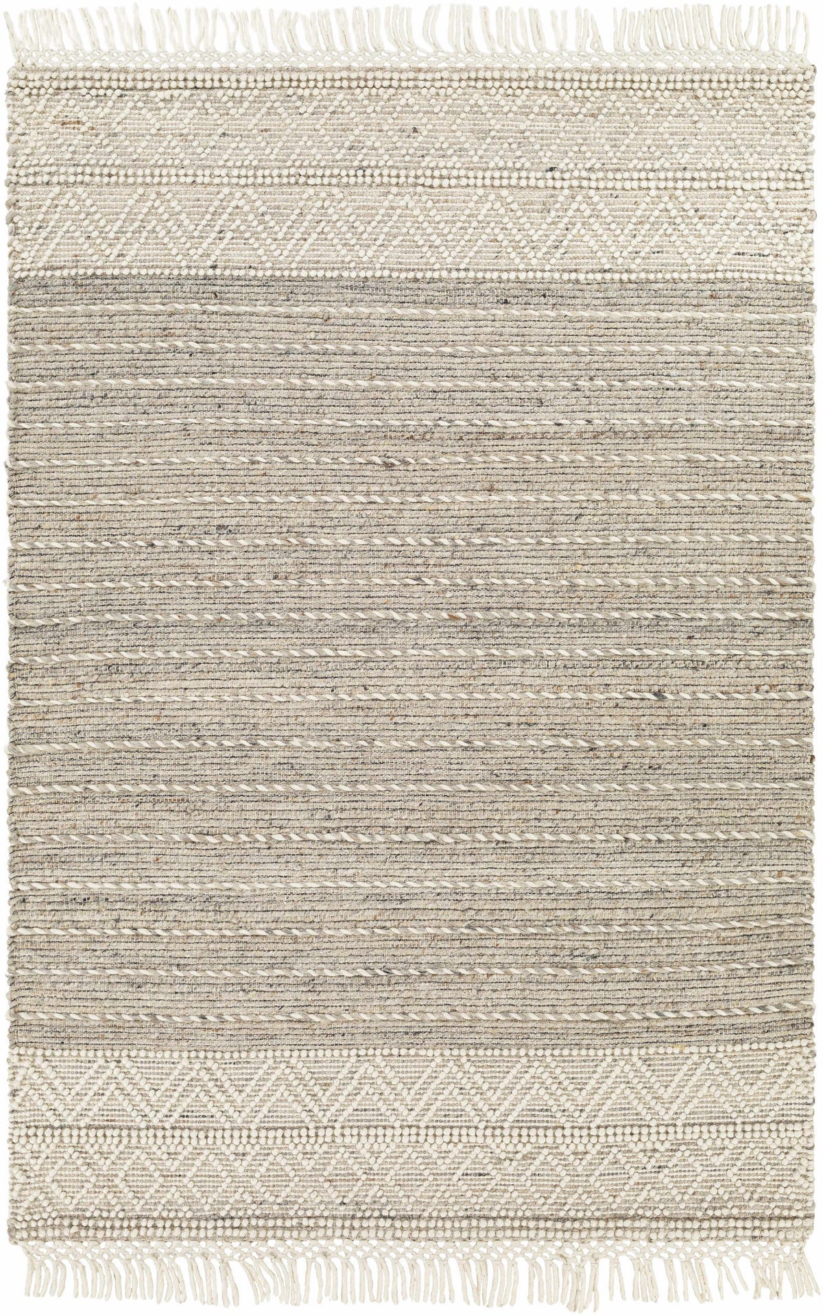 Cream Veruela Wool Blend Braided Tassel Area Rug