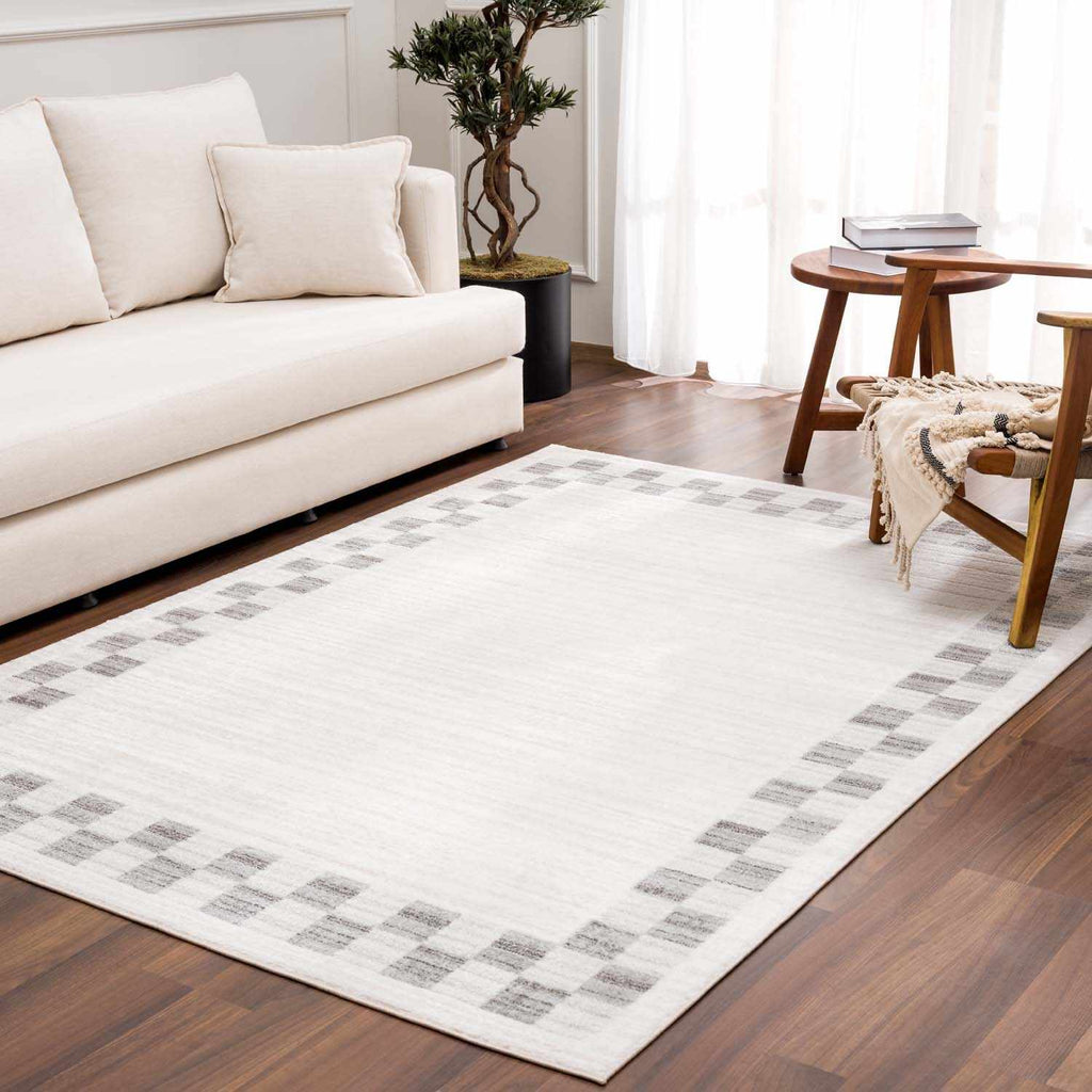 Azrika Gray Checkered Washable Rug - Clearance