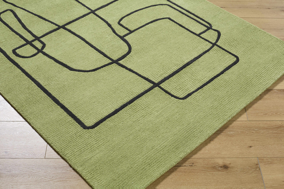Vatsa Green Abstract Area Rug