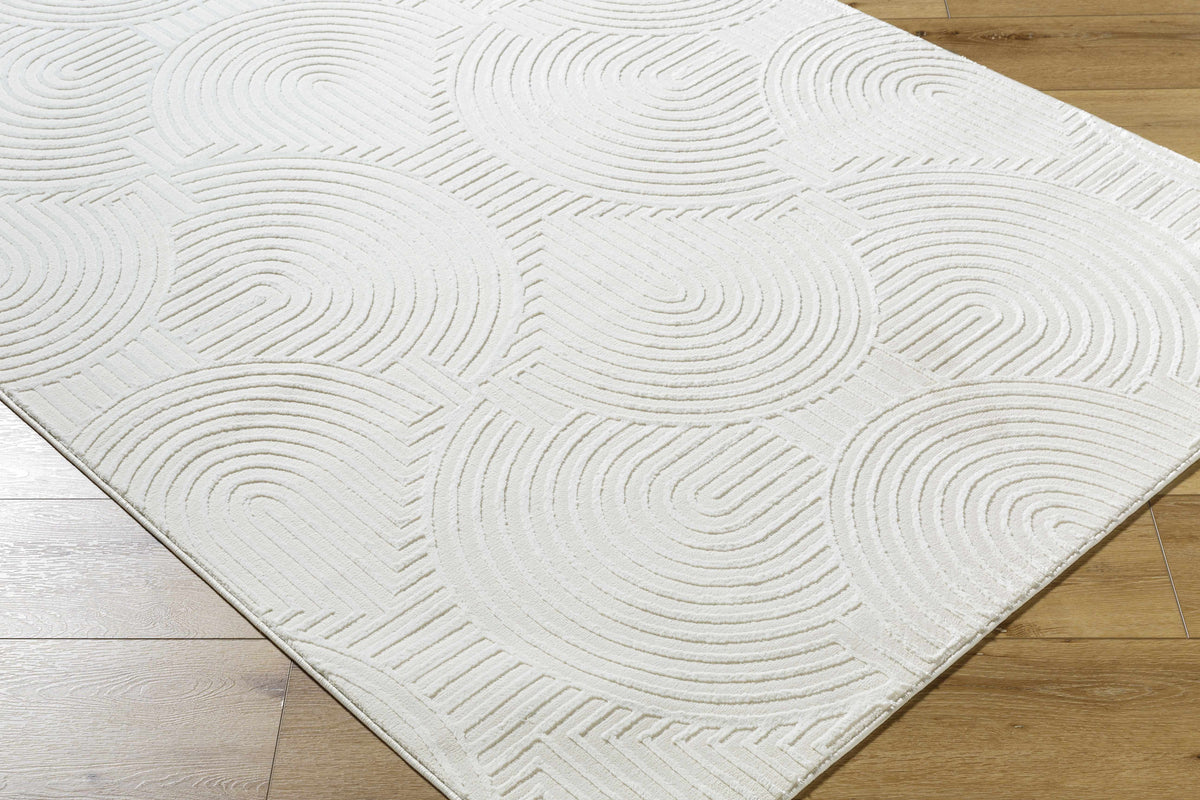 Aucoin Cream 3D Rainbow Washable Area Rug