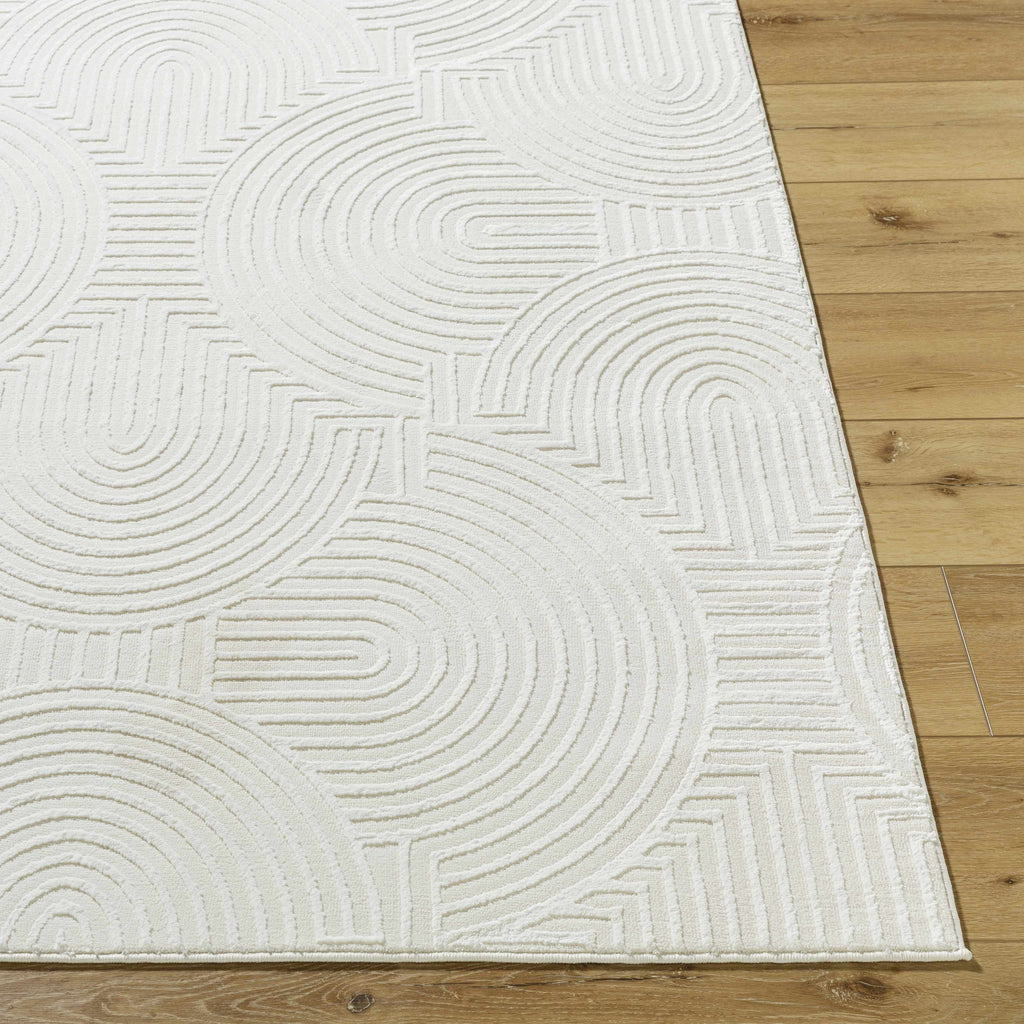 Aucoin Cream 3D Rainbow Washable Area Rug