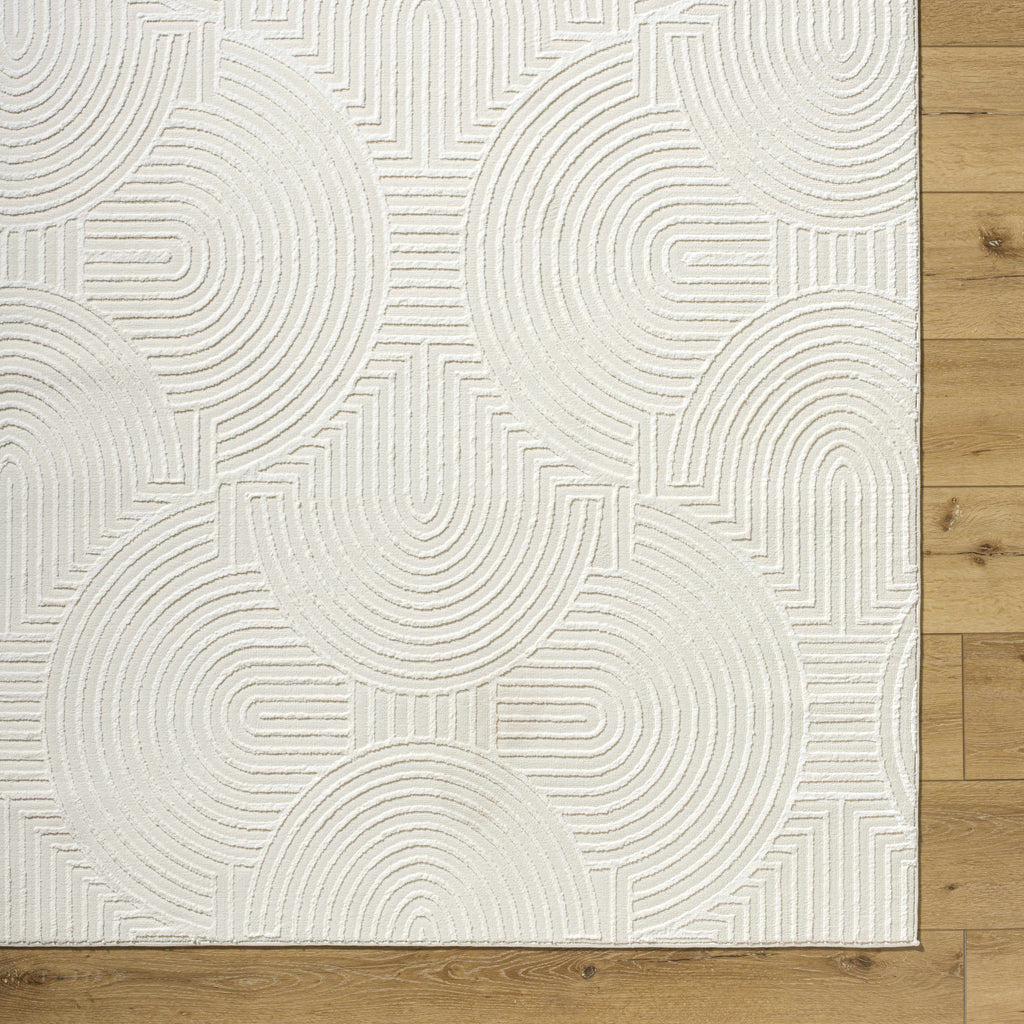 Aucoin Cream 3D Rainbow Washable Area Rug