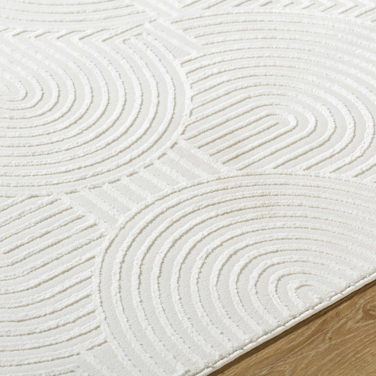 Aucoin Cream 3D Rainbow Washable Area Rug