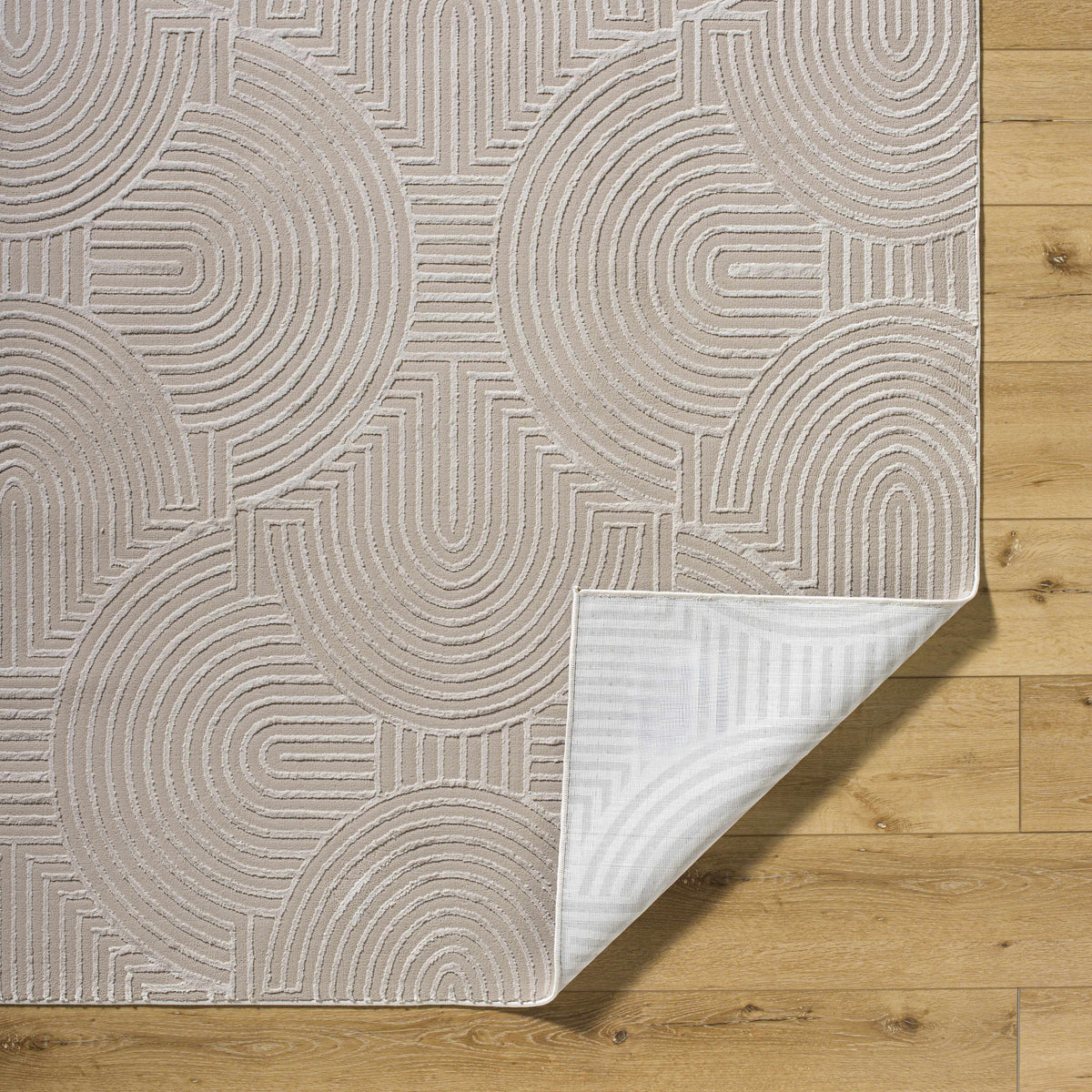 Aucoin Taupe 3D Rainbow Washable Area Rug