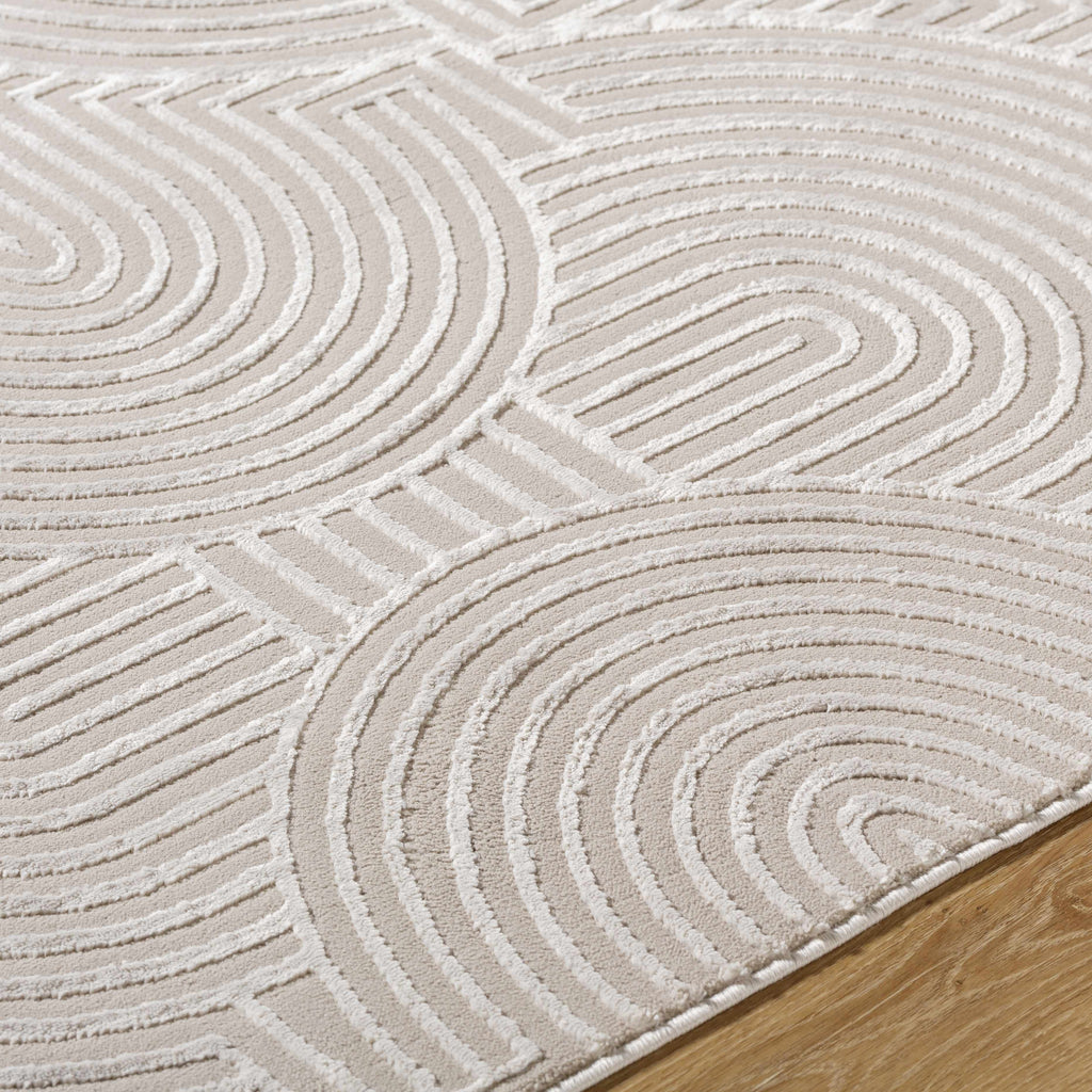 Aucoin Taupe 3D Rainbow Washable Area Rug