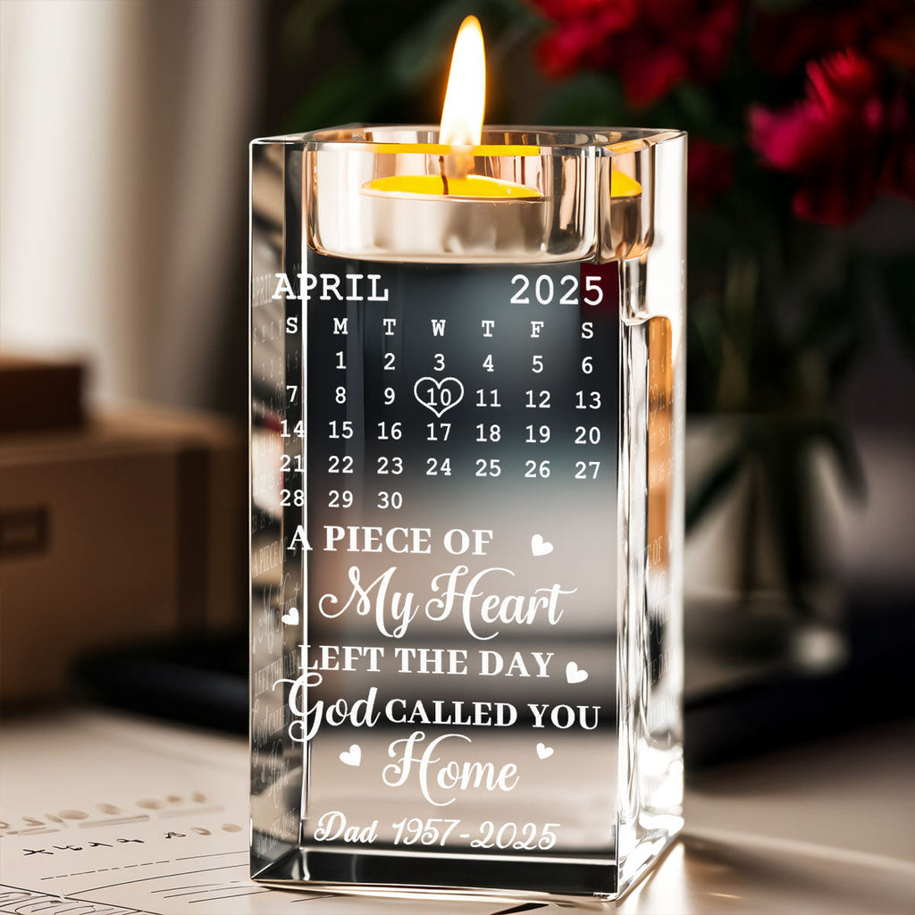 A Piece Of My Heart - Personalized Engraved Crystal Candle Holder