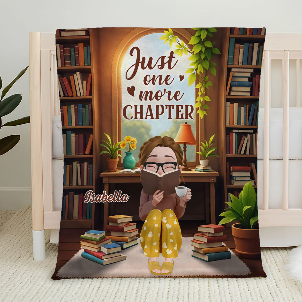 A Girl And Her Books - Personalized Fleece Blanket