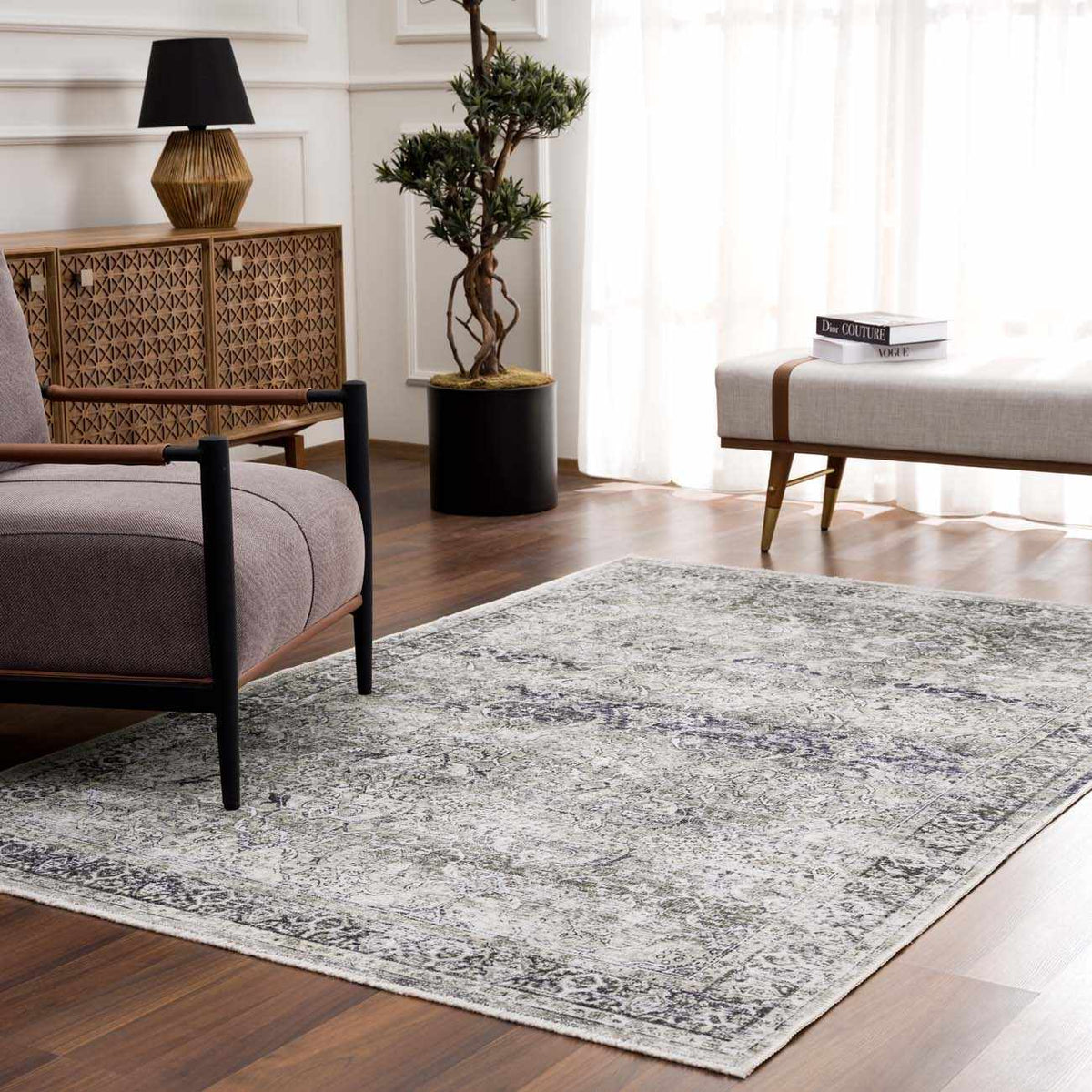 Gray Holi-4607 Washable Area Rug - Clearance