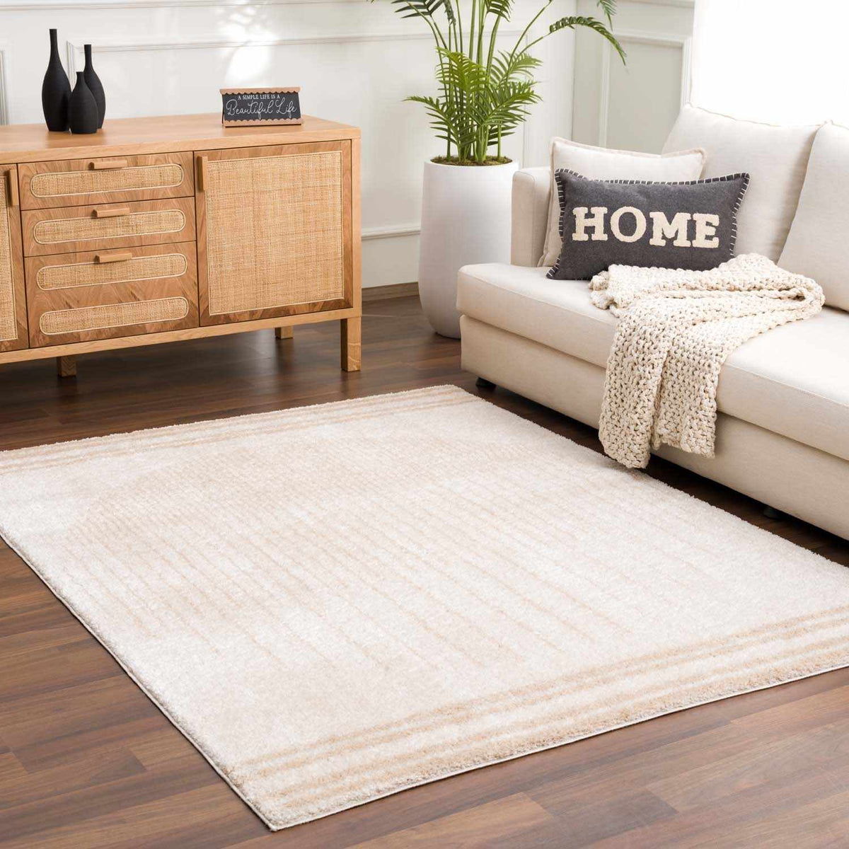 Apichu Beige Washable Area Rug