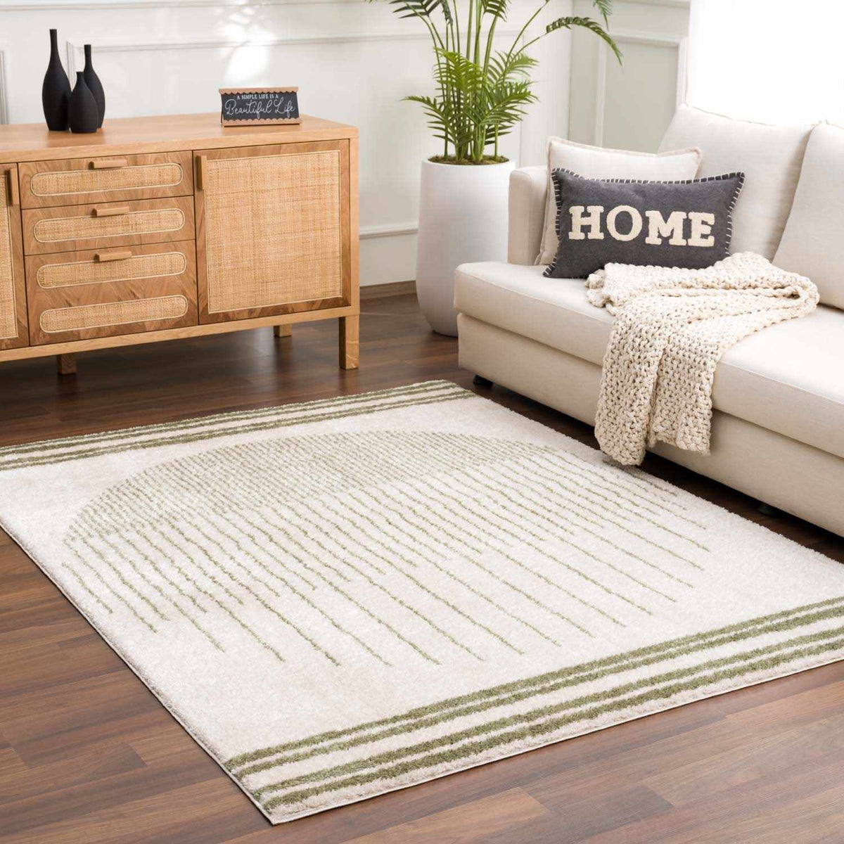 Apichu Green Washable Area Rug
