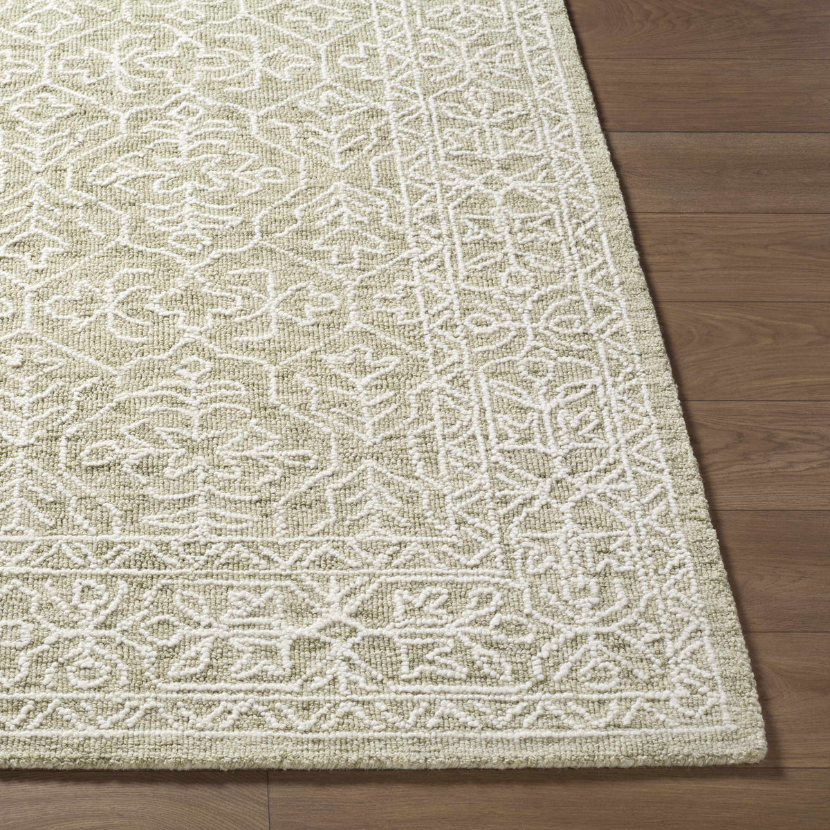 Yadid Green Wool Area Rug