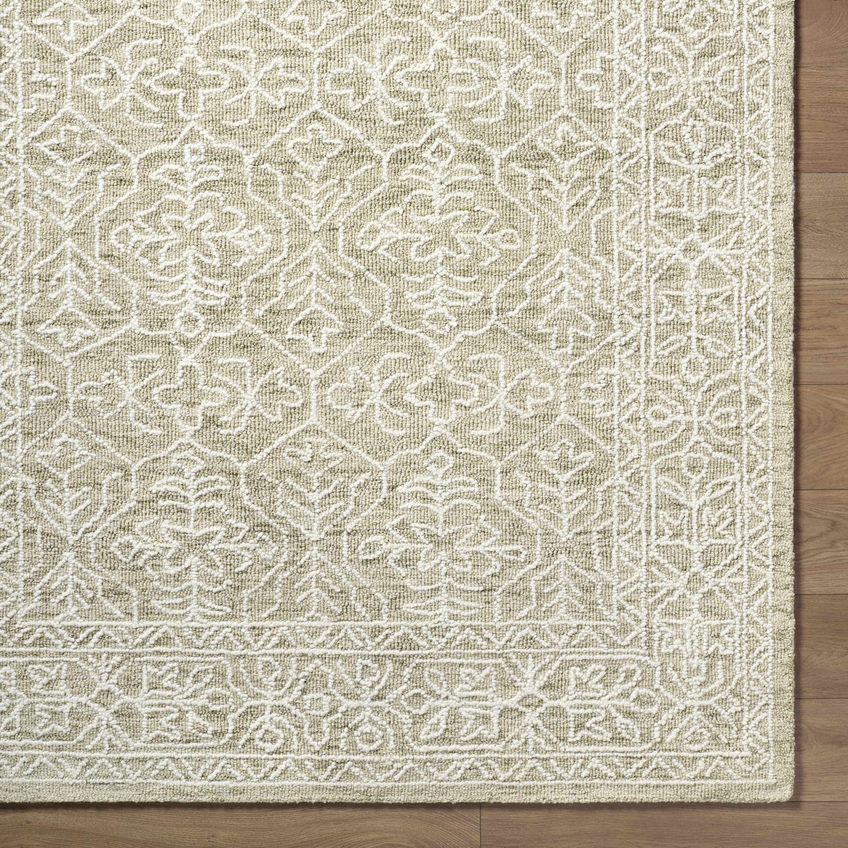 Yadid Green Wool Area Rug