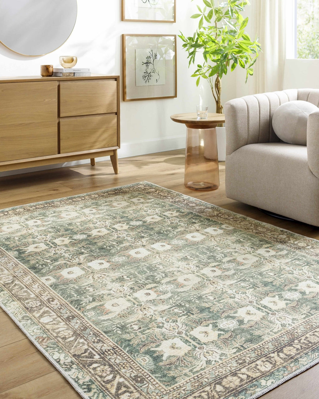 Acoose Vintage Flat Pile Washable Rug