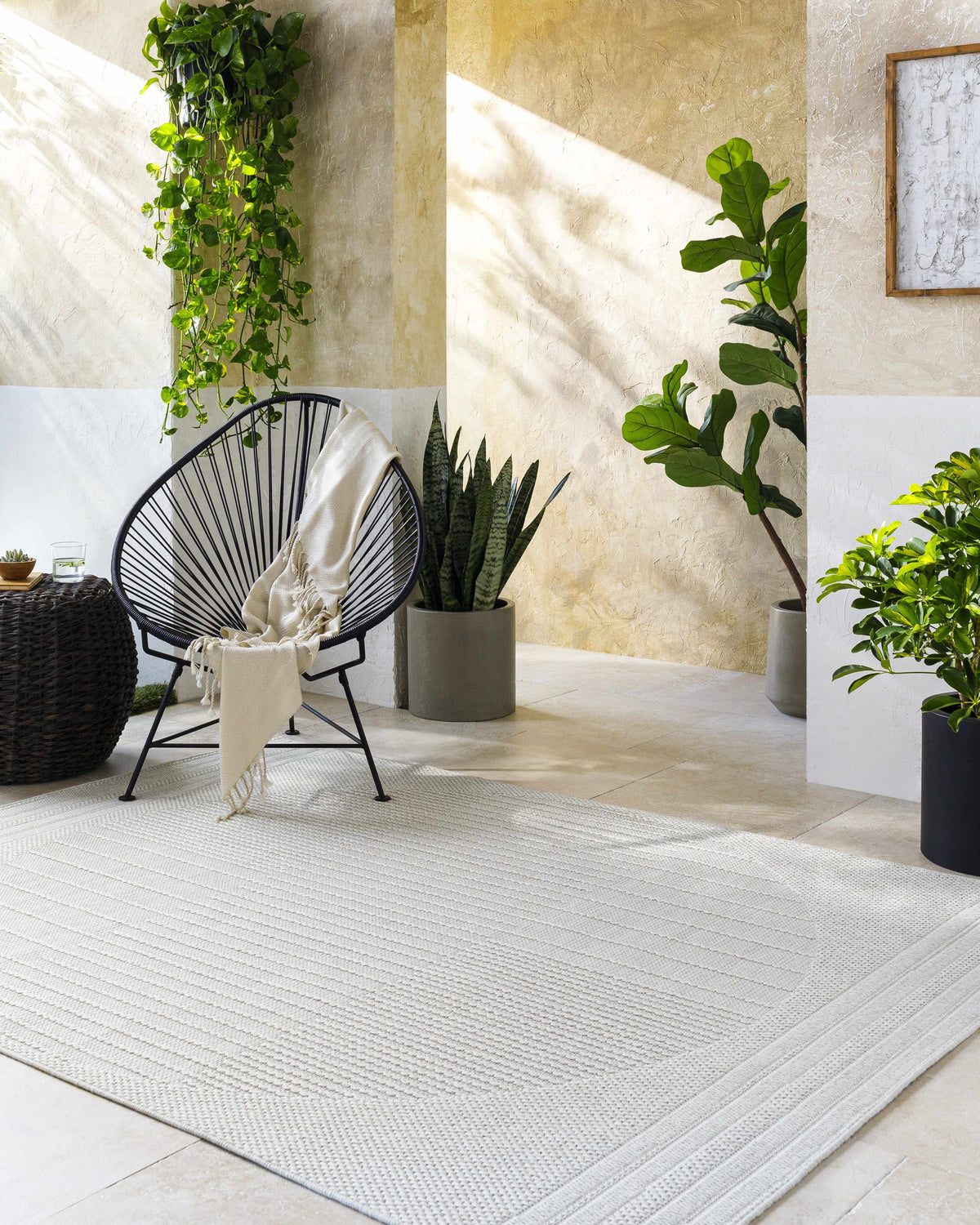 Yuley White Outdoor Area Rug