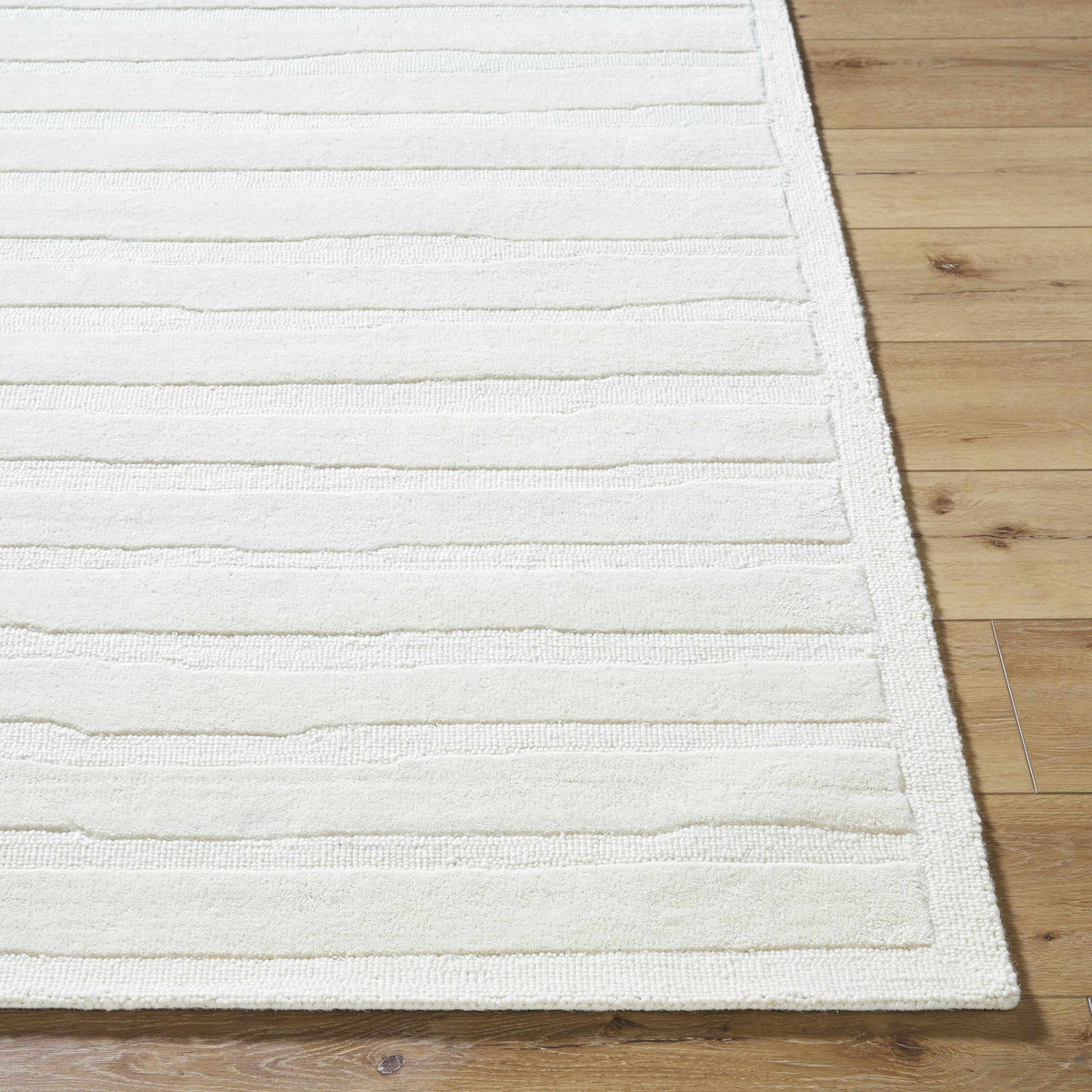 Zerah White Wool Area Rug - Clearance
