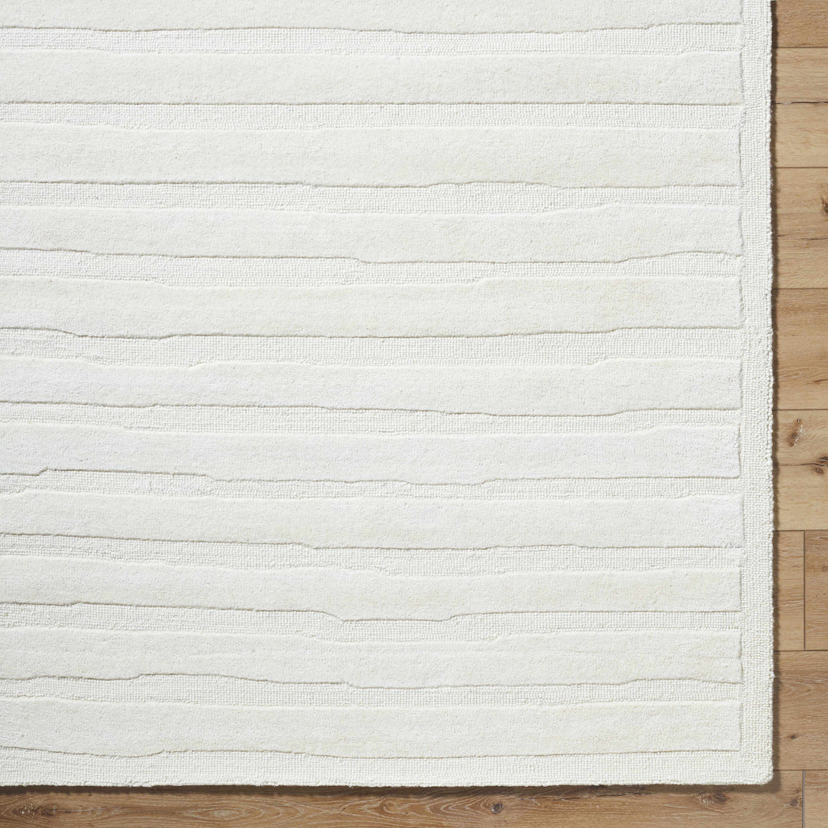 Zerah White Wool Area Rug - Clearance