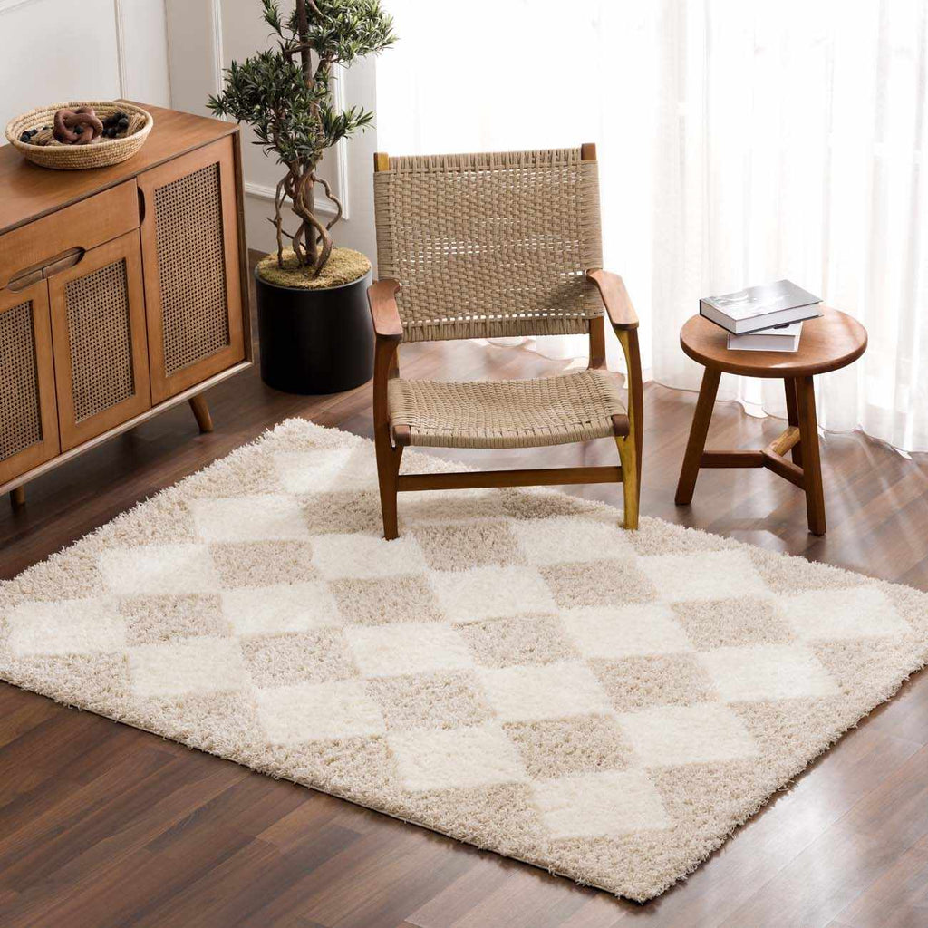Zahur Cream & Beige Diamond Area Rug - Clearance