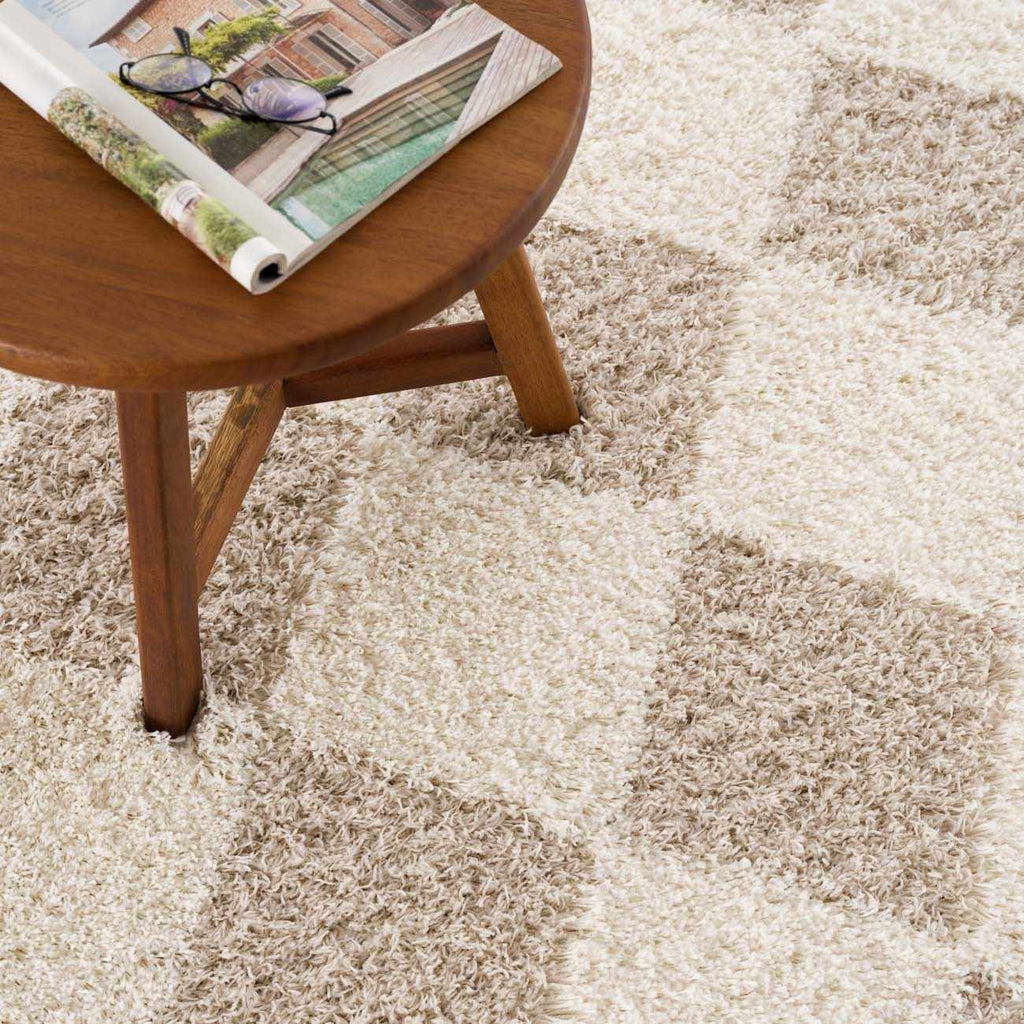 Zahur Cream & Beige Diamond Area Rug - Clearance