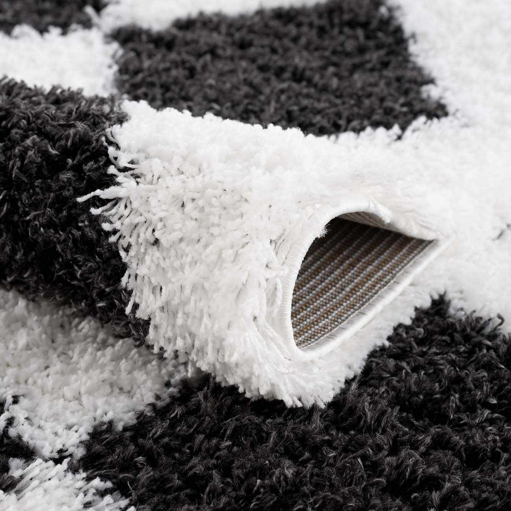 Zahur Black & White Diamond Area Rug - Clearance
