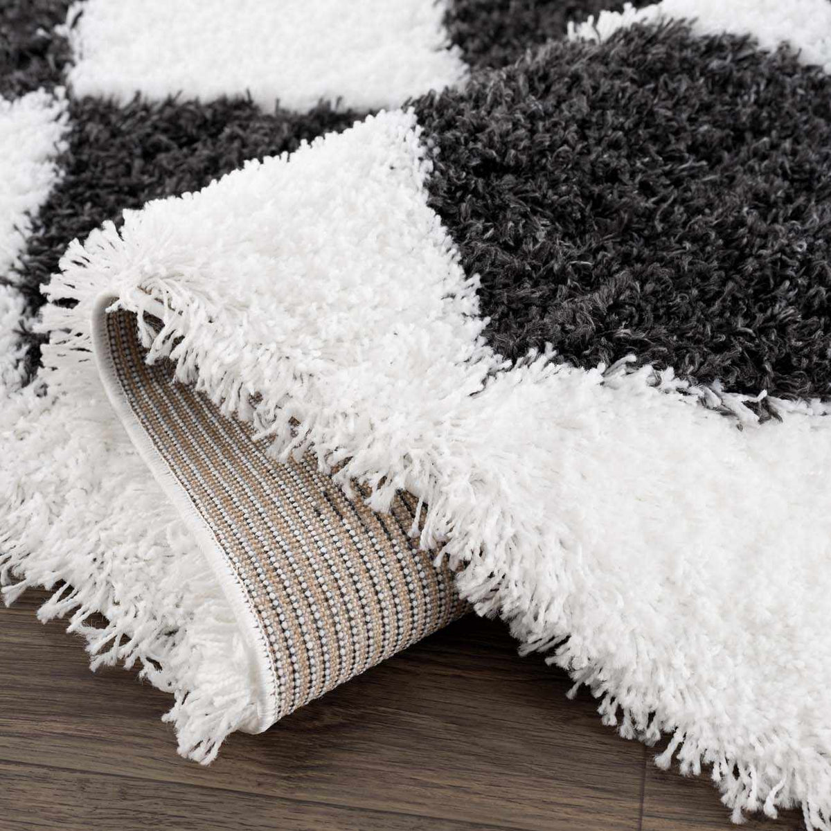 Zahur Black & White Diamond Area Rug - Clearance
