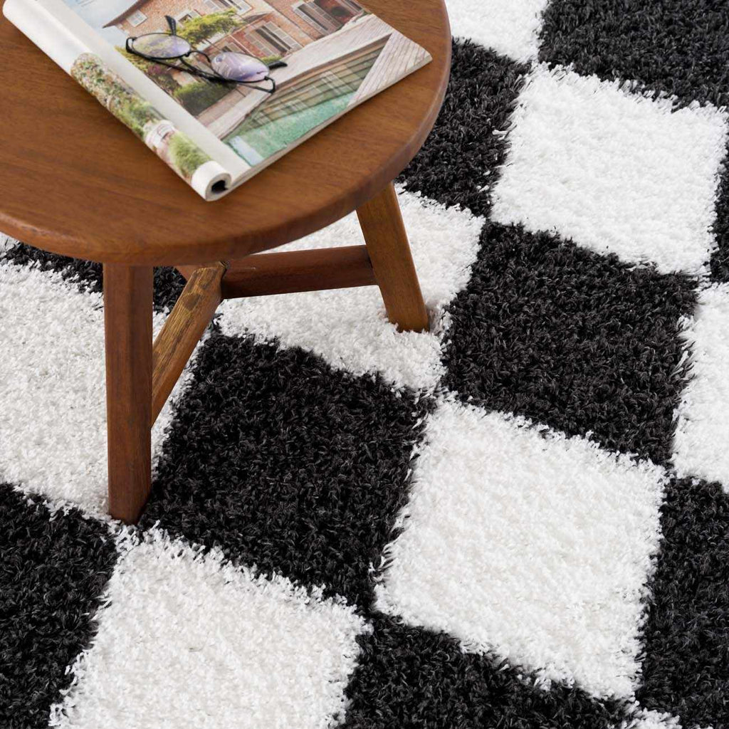 Zahur Black & White Diamond Area Rug - Clearance