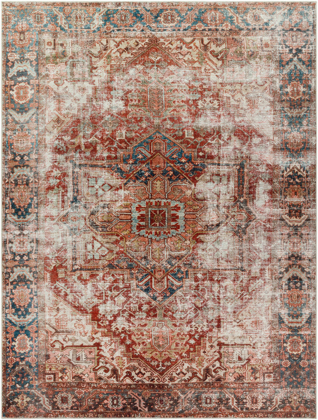 Adtugan Vintage Flat Pile Washable Rug