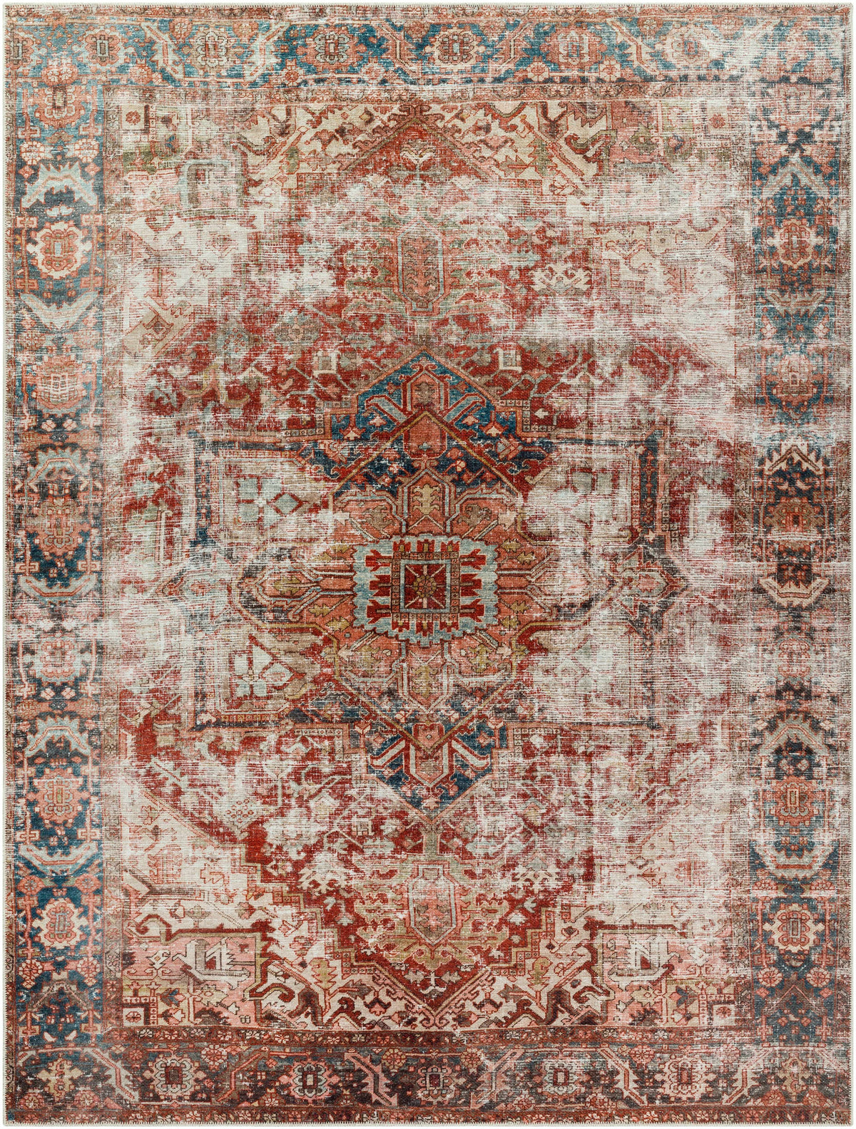 Adtugan Vintage Flat Pile Washable Rug