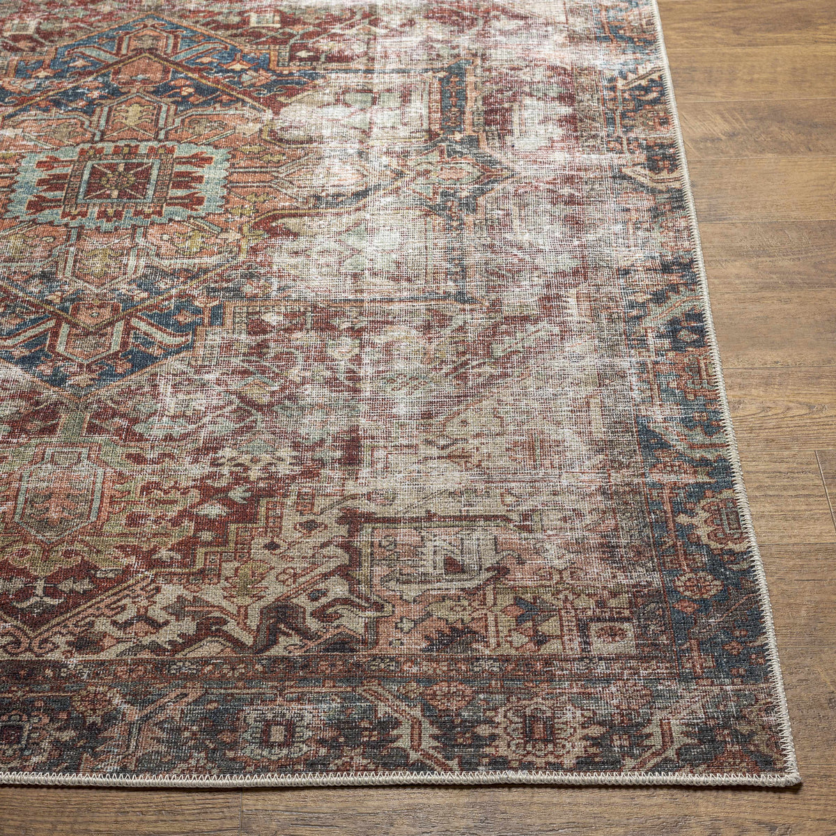 Adtugan Vintage Flat Pile Washable Rug