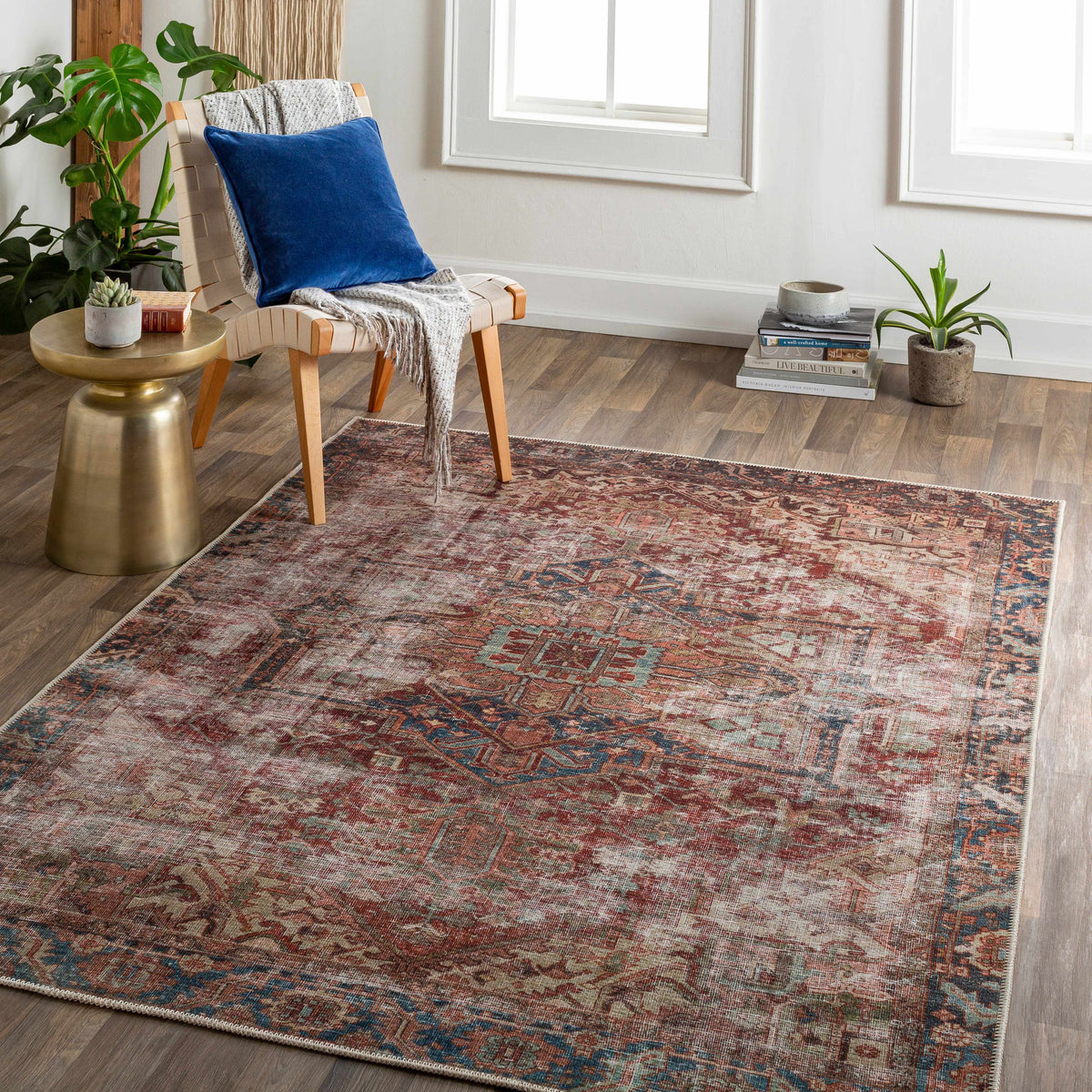 Adtugan Vintage Flat Pile Washable Rug