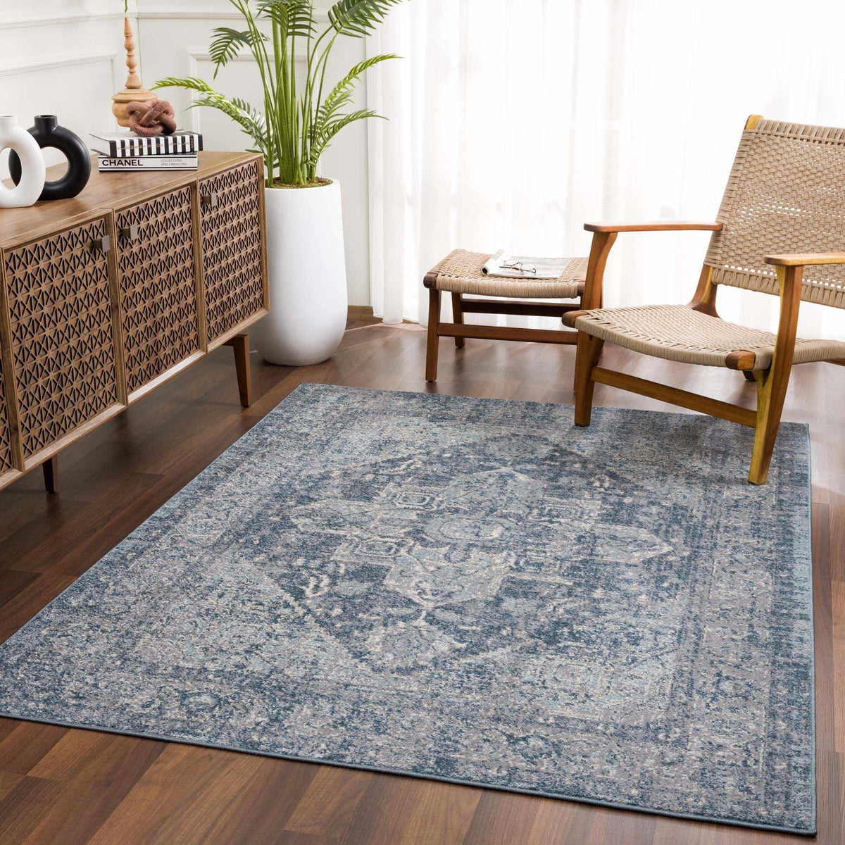 Peeta Blue Medallion Area Rug - Clearance