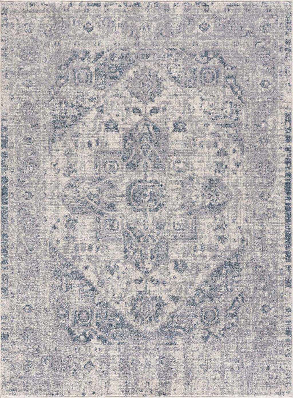 Peeta Gray Blue Medallion Area Rug - Clearance