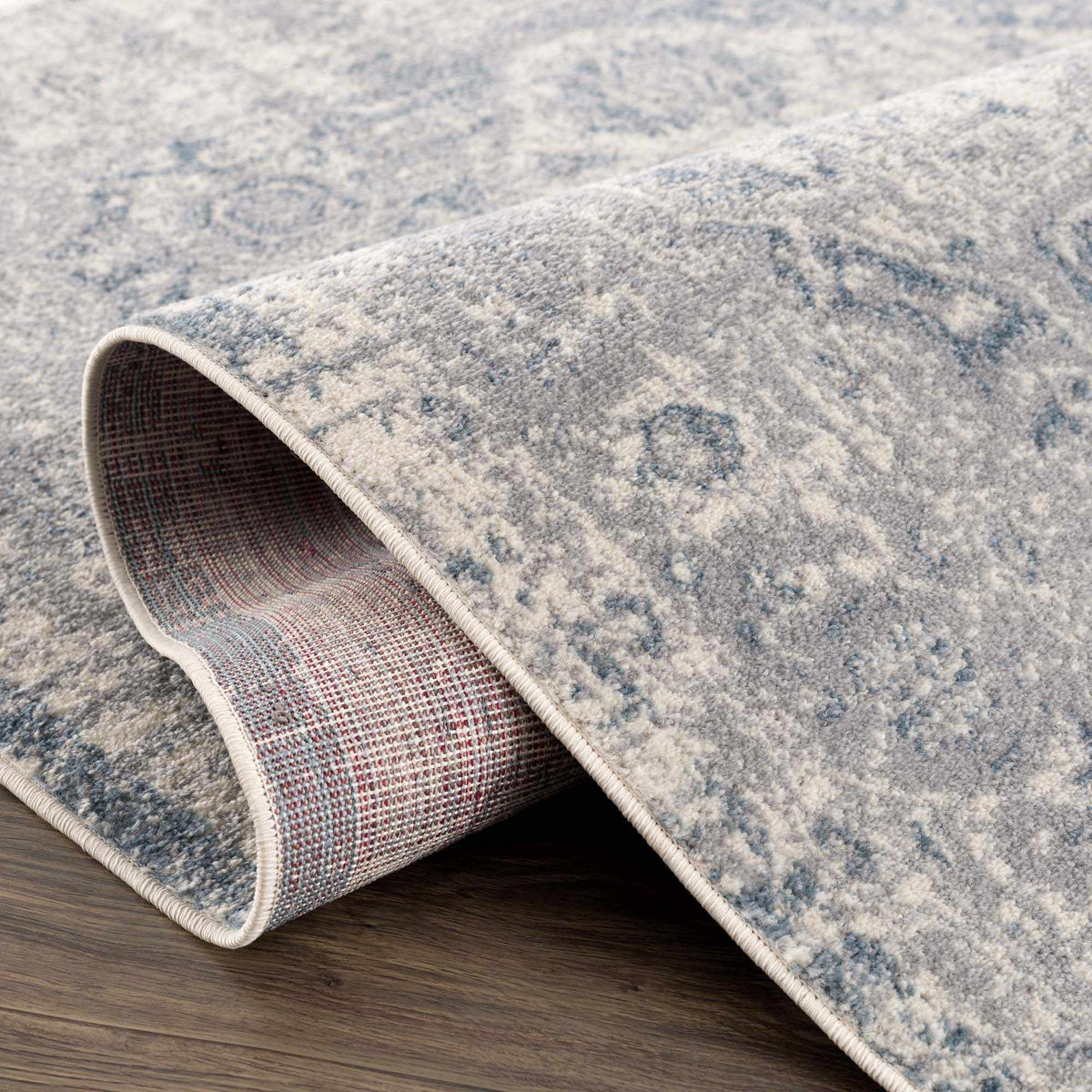 Peeta Gray Blue Medallion Area Rug - Clearance