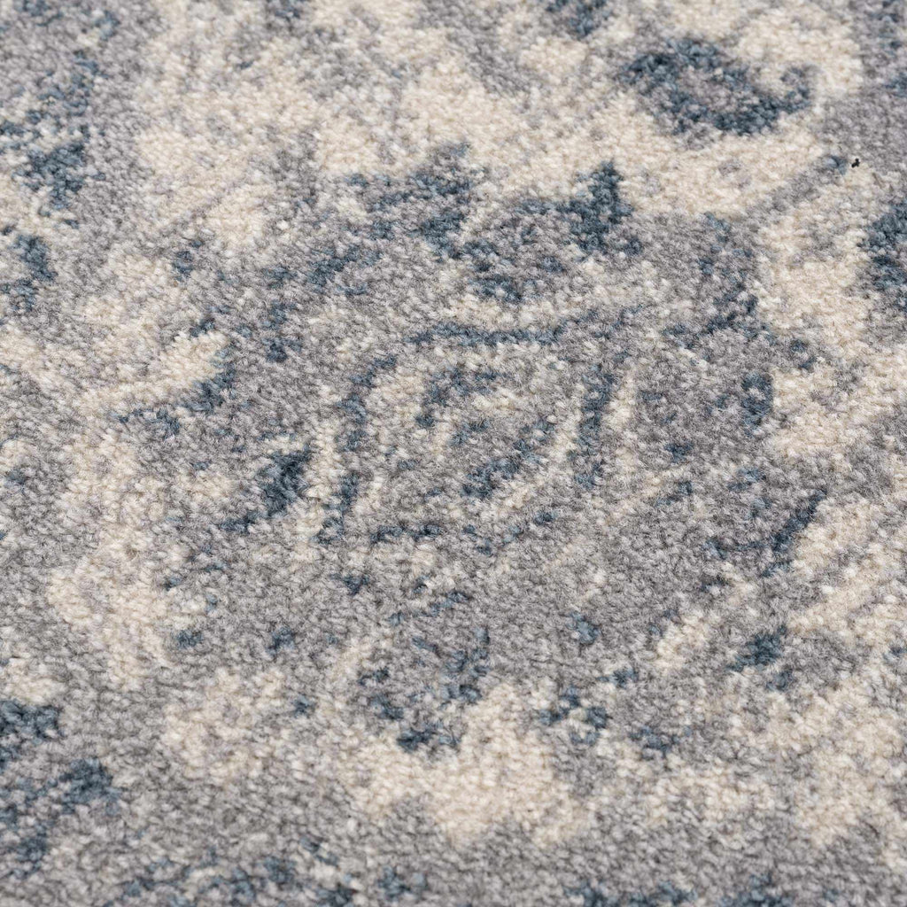 Peeta Gray Blue Medallion Area Rug - Clearance