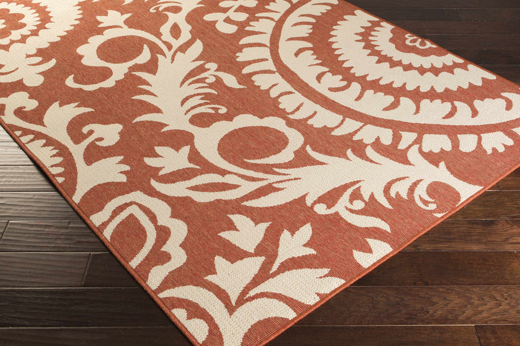 Alburnett Burnt Orange Floral Outdoor Rug - Clearance